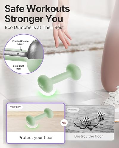 Miniatura 3 de YOTTOY Juego de mancuernas de 2,2 a 15 libras para mujer, pesas de mano antideslizantes para gimnasio en casa, entrenamiento de fuerza y