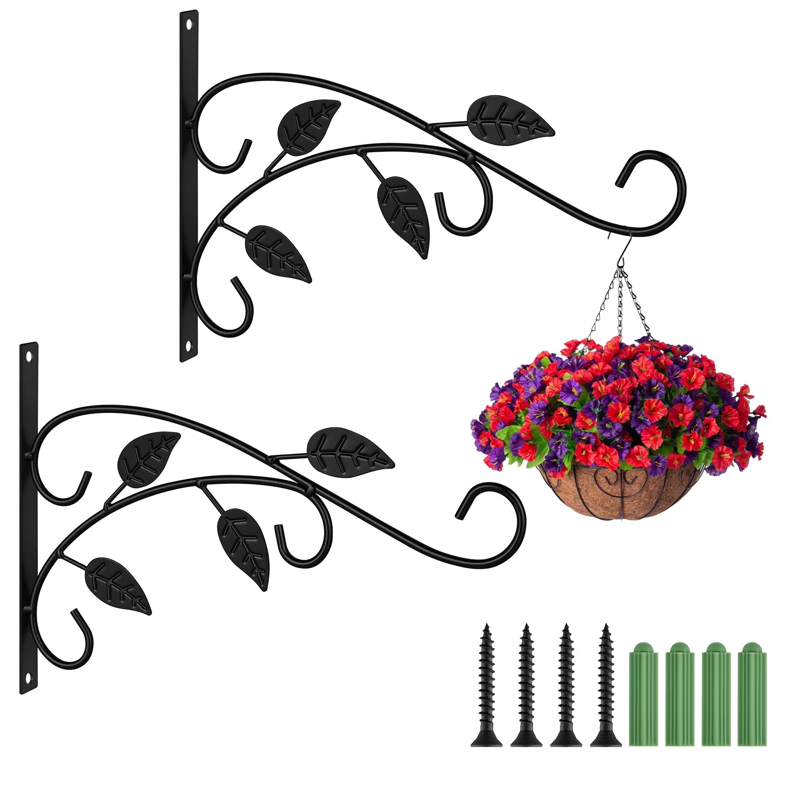APXEL 2 Pack Hanging Basket Bracket with Screws, Plant Hanging Bracket