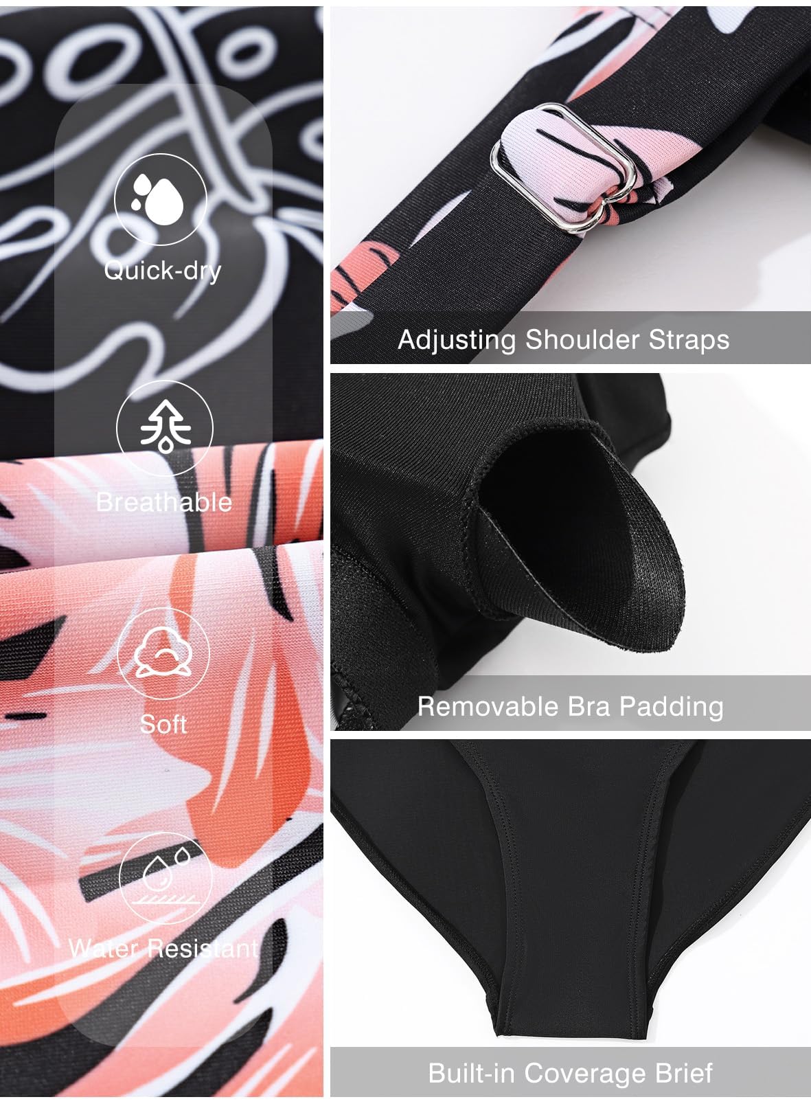 Aleumdr Women Vintage Tummy Control Two Piece Tankini Swimsuits Swimdress Push up Swimwear Bathing Suits