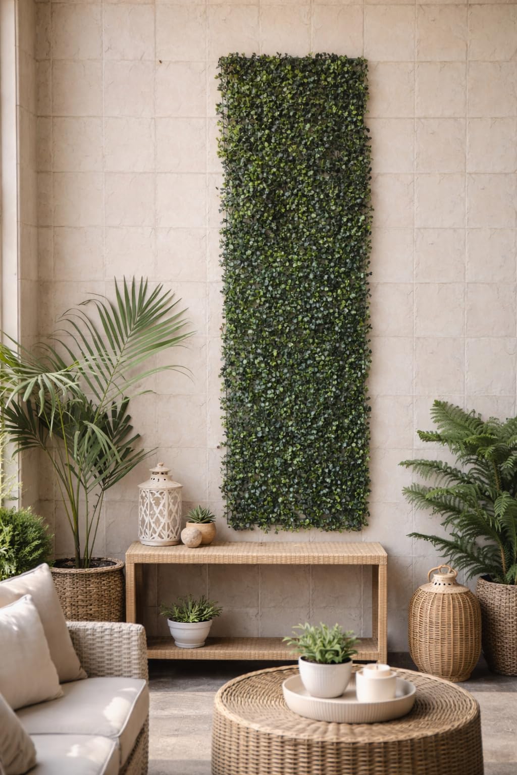 - Dream International Plastic Wall Hanging And Floor Mat Artificial Grass Leaves (Green)