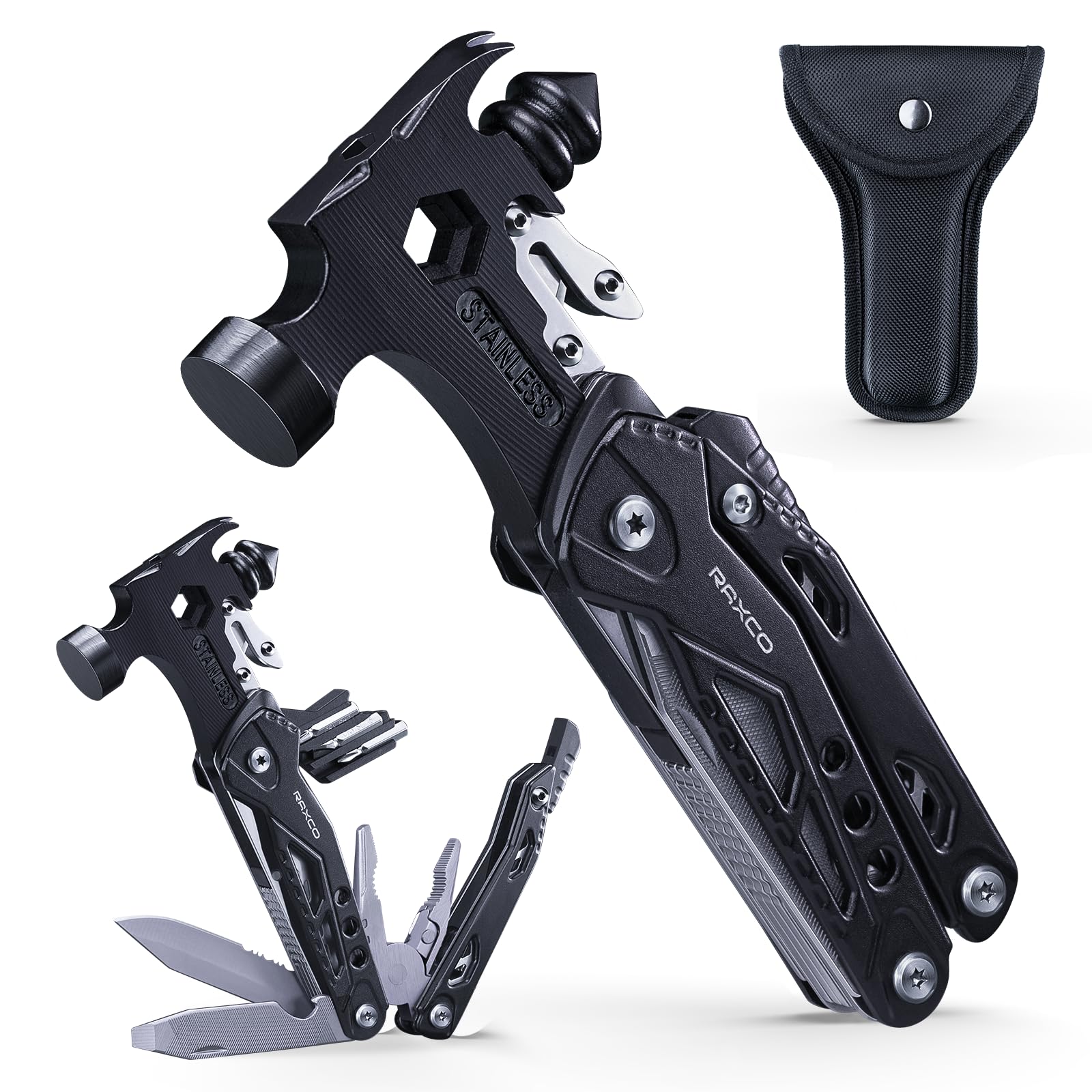 RAXCO 18-in-1 Multitool-Claw Hammer, Pliers,Belt Cutter & Safety Glasses Breaker