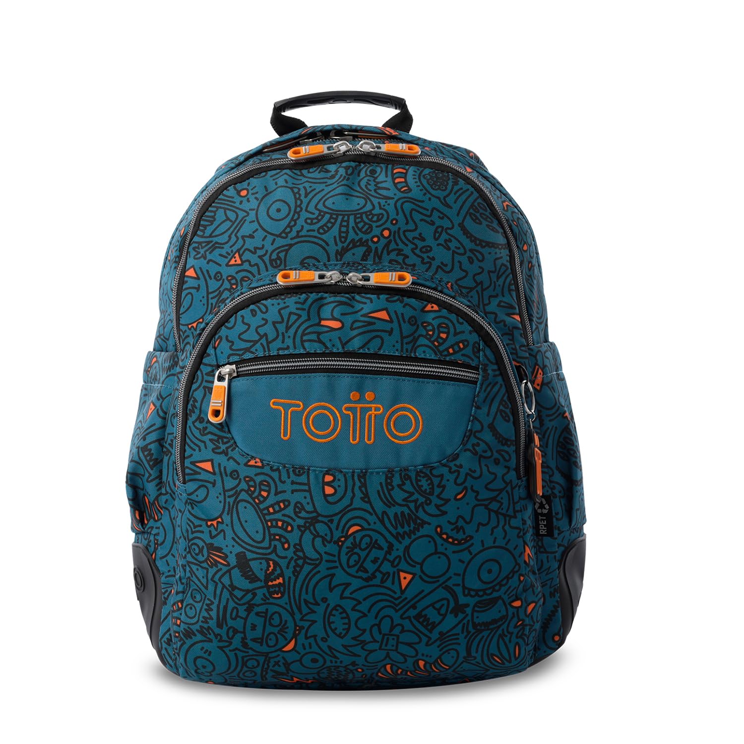 TOTTO - Mochila Escolar Grande, Modelo Rayol, Capacidad 19 L, 3 Compartimentos, 2 Bolsillos Botella, Bolsillo para PC 14", Espaldar Ergonómico con Flujo de Aire, Correas en S, Estampado Grafer
