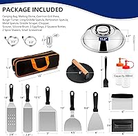 Vista 6 de 18 piezas de kit de accesorios para parrilla de Joyfair, juego de accesorios para parrilla de parte superior plana con prensa para hamburguesas