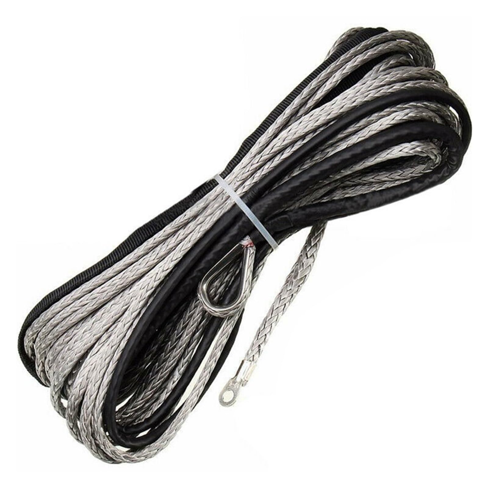 Lina Linowa Wciągarki Kabel 7700LB Syntetyczna Holownicza 4,8 Mm X 15 M Myjnia Samochodowa Sznurek Konserwacyjny Syntetyczny Do ATV UTV Off-Road Solidna I Niezawodna(Dark Grey)