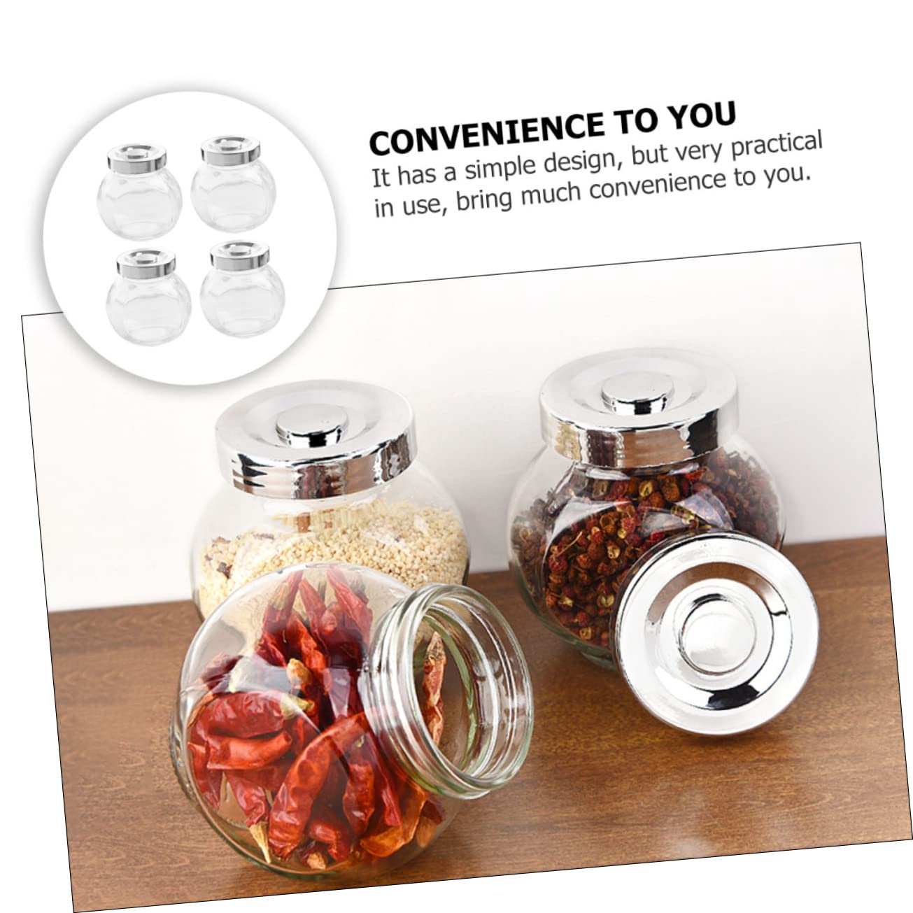 UKCOCO Tapa Hermética Sellados de Vidrio Transparentes 8 Frascos para Almacenar Alimentos para Conservar Mejor Cocina