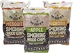 Wood Smoker Chips Bundle of 3 Flavors - Apple, Mesquite & Hickory Wood Chips by Mr. Bar-B-Q, Can be Used on Gas & Charcoal Grill, Variety of Flavors for Smokers, Grilling, BBQ, Camping(3 x 1.6 Lb Bag)