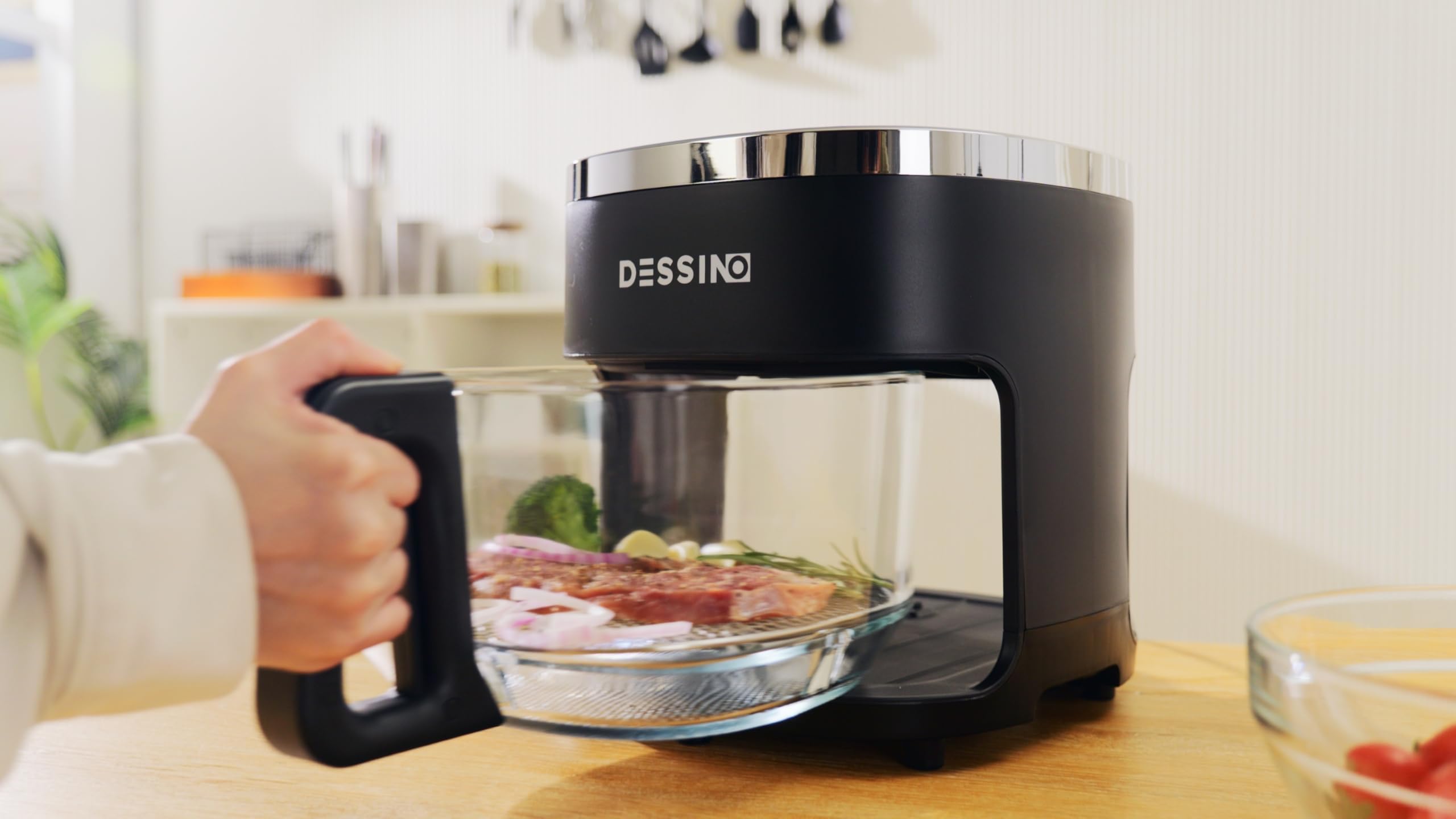 Freidora de Aire Digital Sin Aceite 4,2L,Sin Precalentamiento y Desconexión Automática,Cesta de Cristal con Visión 360°,Pantalla Táctil,Capacidad 5-6 Raciones,6 programas,Limpieza Fácil,1300W