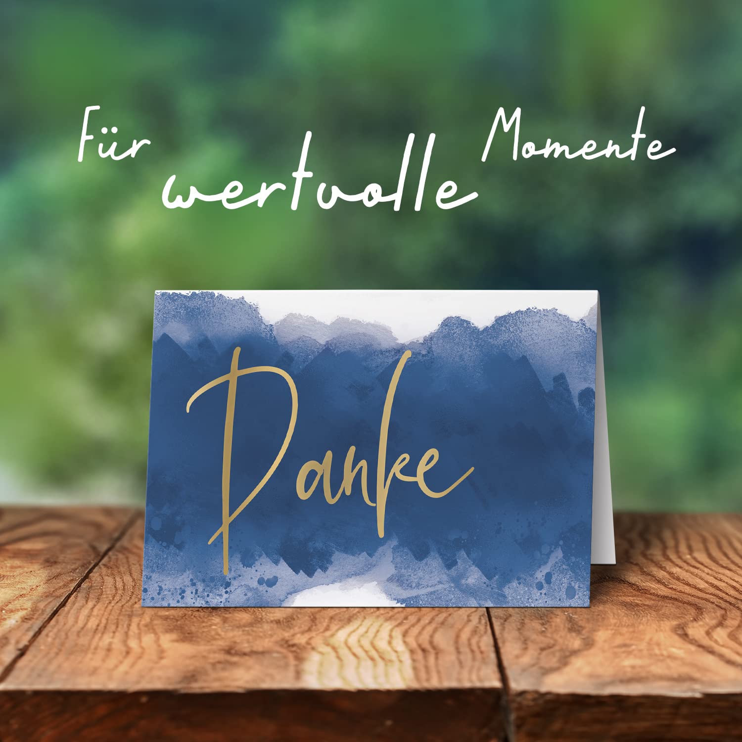 50 Dankeskarten mit Umschlag - Motiv Aquarell Blau - moderne Klappkarten Danksagungen, Danke sagen, bedanken, Dankeschön Karten
