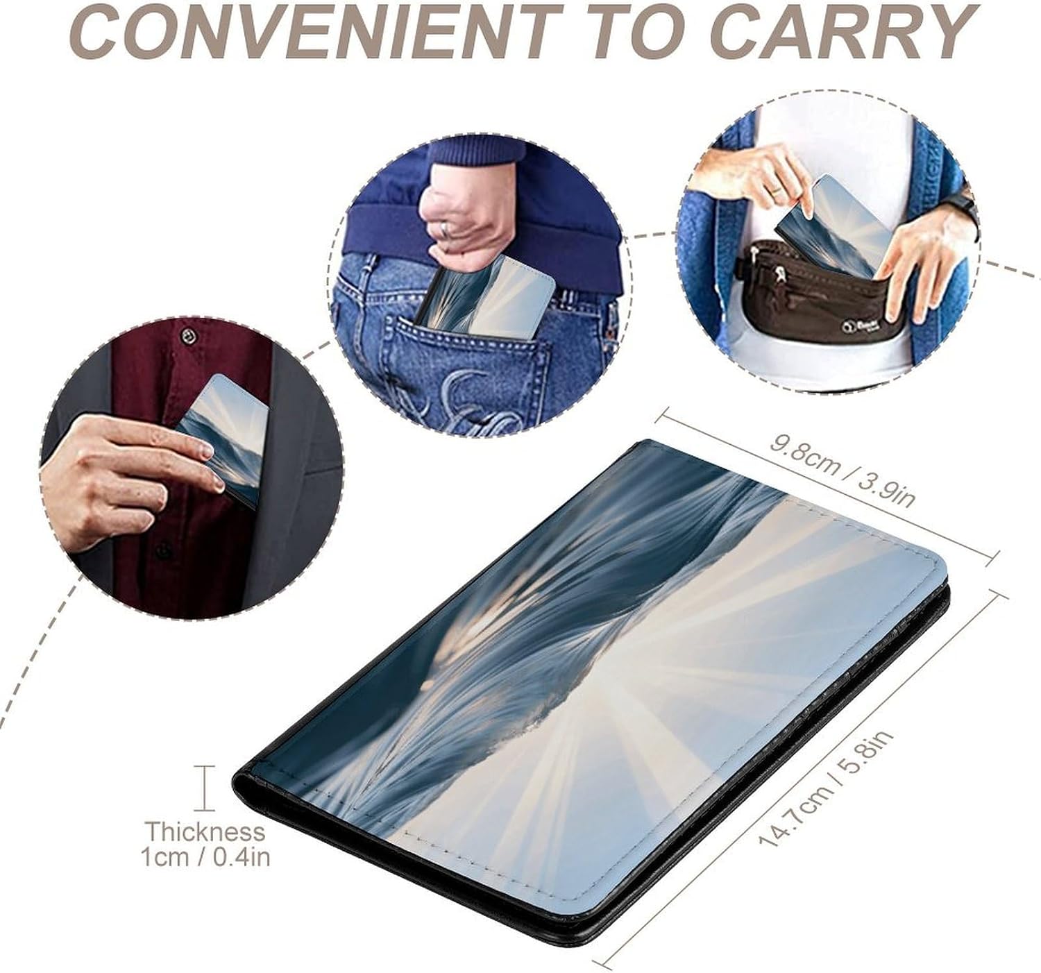 Waves & Rays Passport Holder Cute Portable Passports Cover Slim Identification Passport Holder PU Wallet Cover Case for Travel for Women Men Travel Cruise