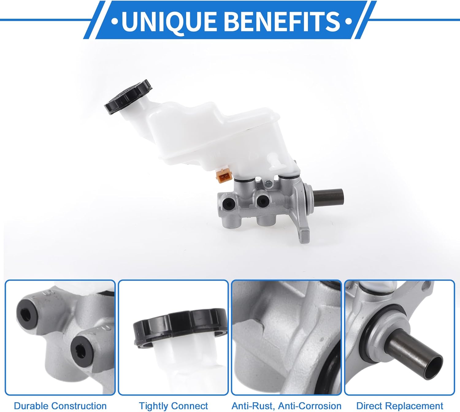 Brake Master Cylinder with Reservoir No.585101R100 for Kia Rio 2011-2017 Hydraulic Master Cylinder Silver Tone,White Aluminum Alloy,Plastic 1 Pc