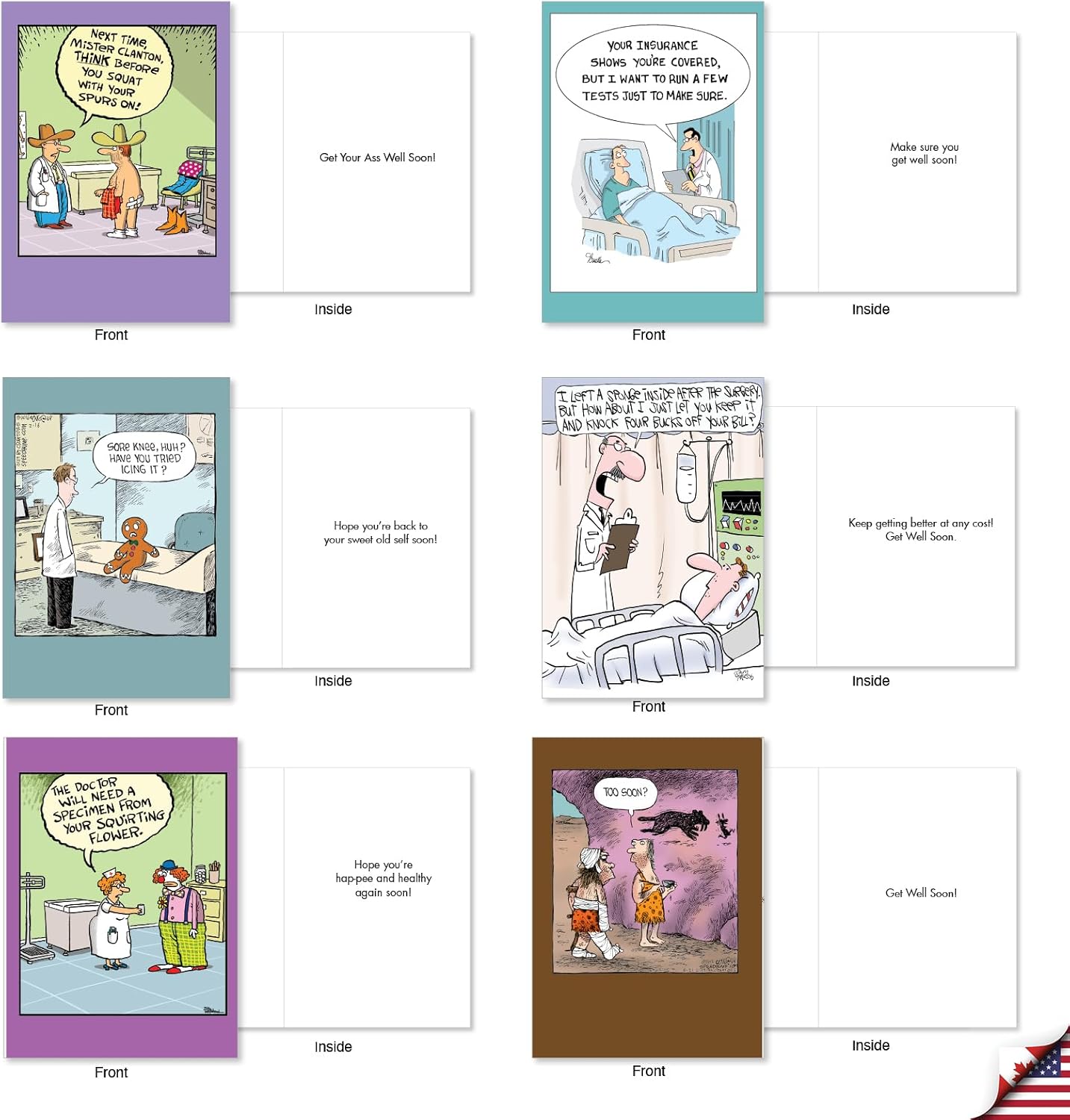 NobleWorks 20 Assorted Box Set Funny Get Well Greeting Cards w/5 x 7 Inch Envelopes (20 Designs, 1 Each) Best Health AC10241GWG-B1x20