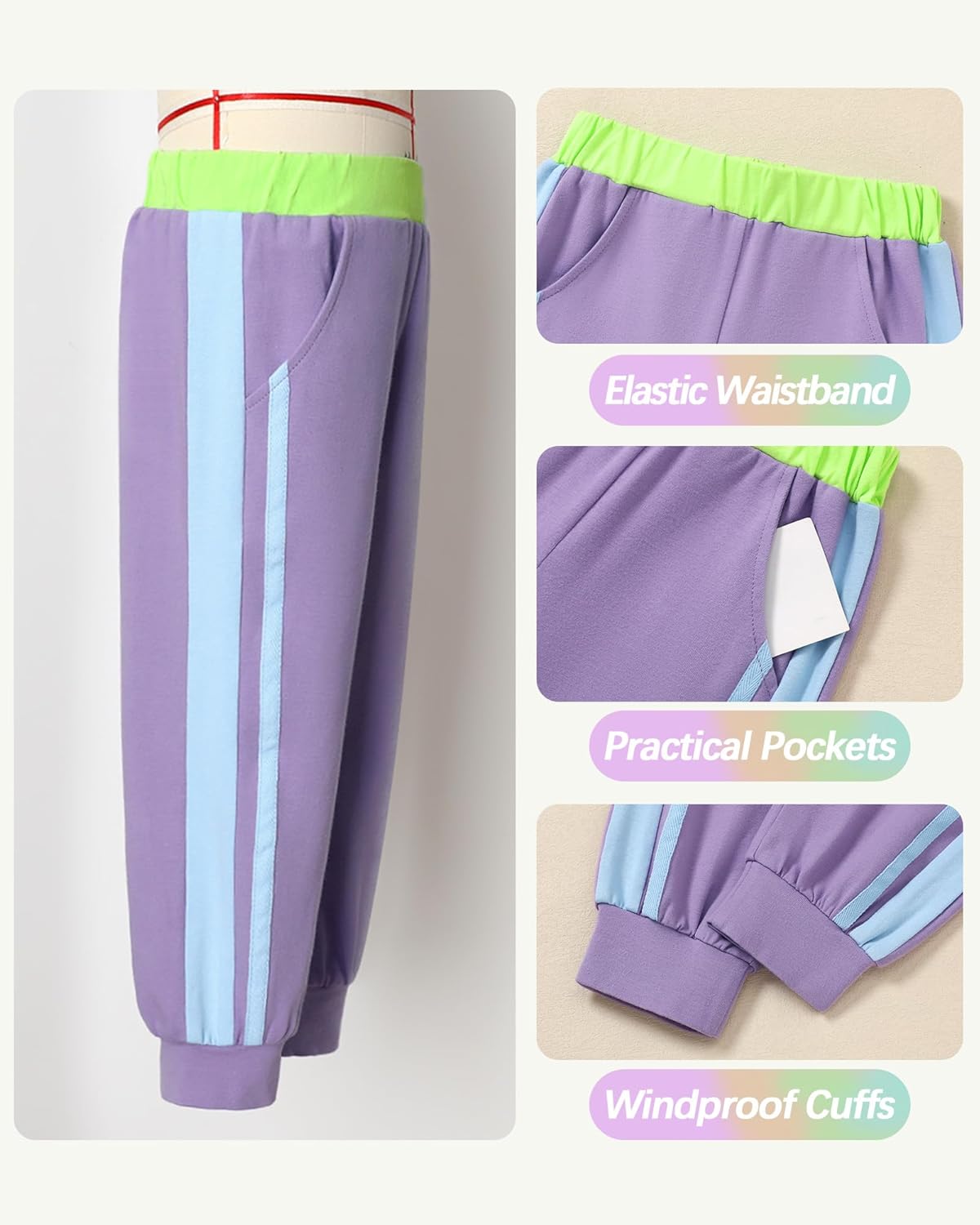 SANMIO Toddler Girl Clothes Outfits Cute Color Block Long Sleeves Top and Pants Sweatsuit 2 Piece Winter Clothing Set - Image 5