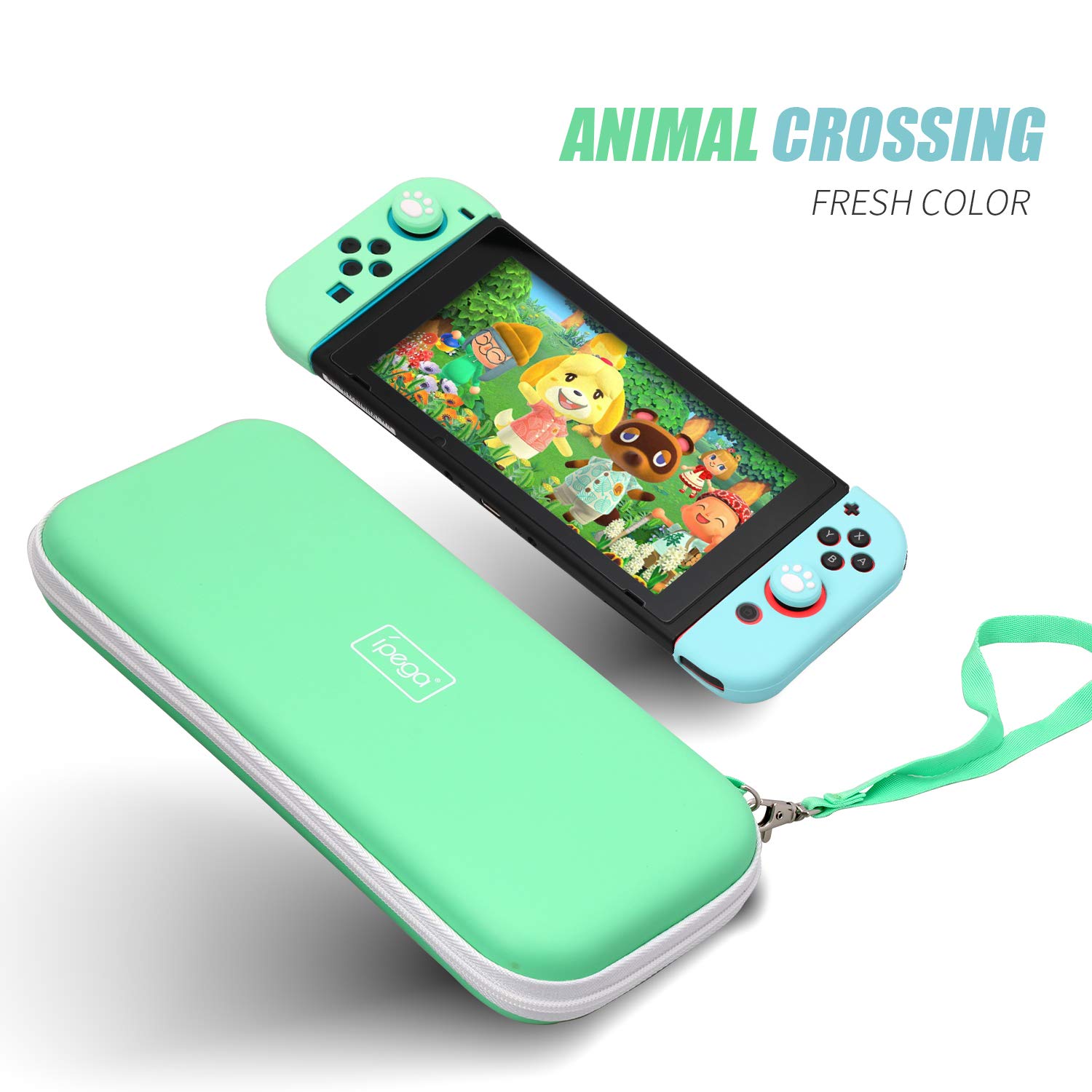 Switch Animal Crossing Accessories, Accessories Kit for Switch, Switch OLED Carry Case, Screen Protector, Joy-Con Covers, 4 Game Holders, 2 Thumb Grips and USB Cable - Animal Crossing New Horizons Edition