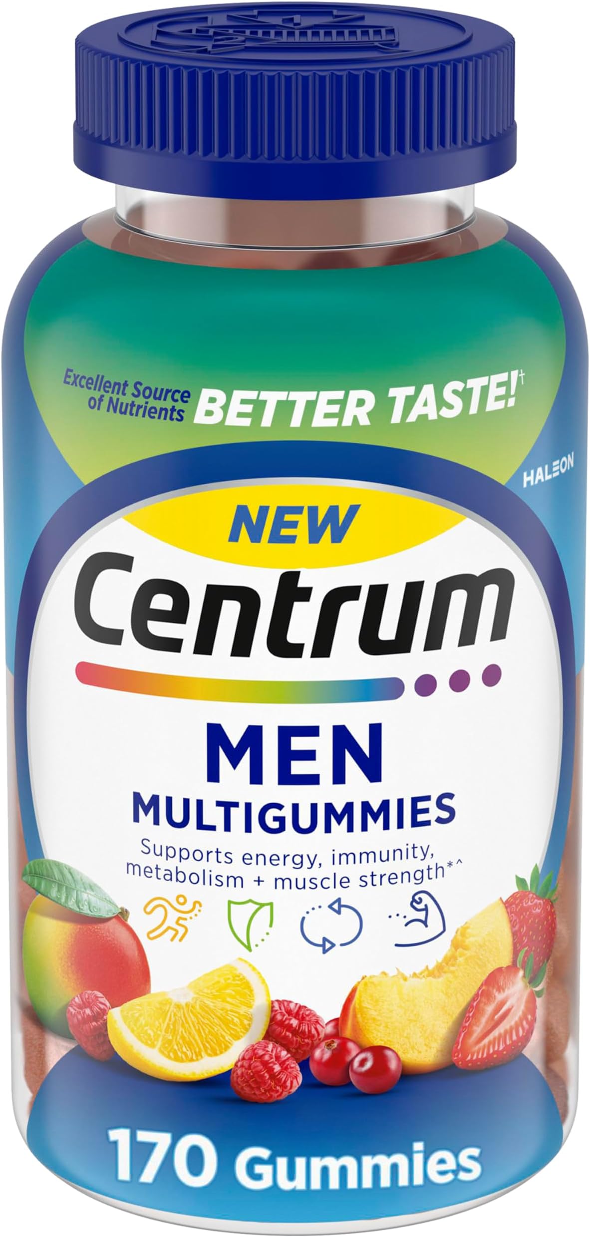 MultiGummies for Men, Assorted Fruit Flavors, 170 Count | Contains Vitamin D3, B Vitamins and Antioxidants, Gluten Free, Non-GMO Ingredients, GLP-1 Support