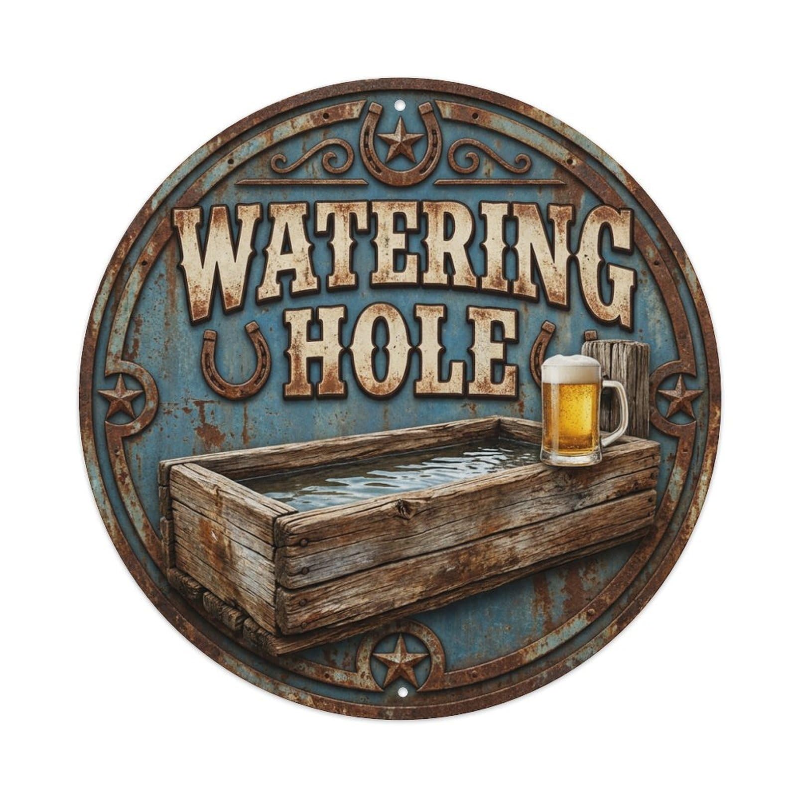Vintage Beer Western Cowboy Watering Hole Retro Bar for Metal Tin Sign