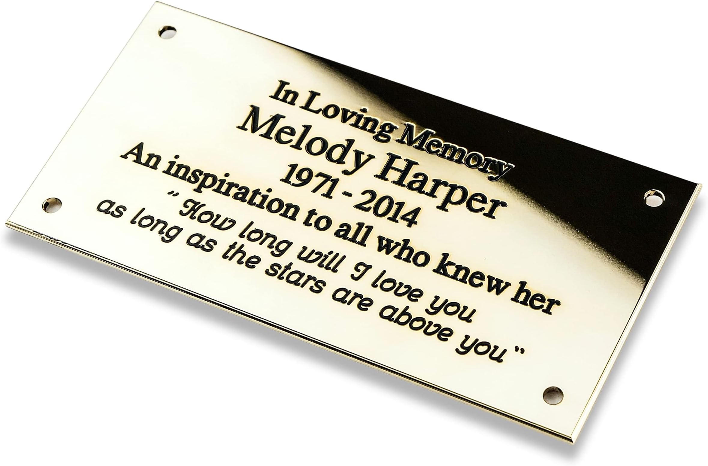 4" x 3" Rectangular solid brass engraved nameplate.