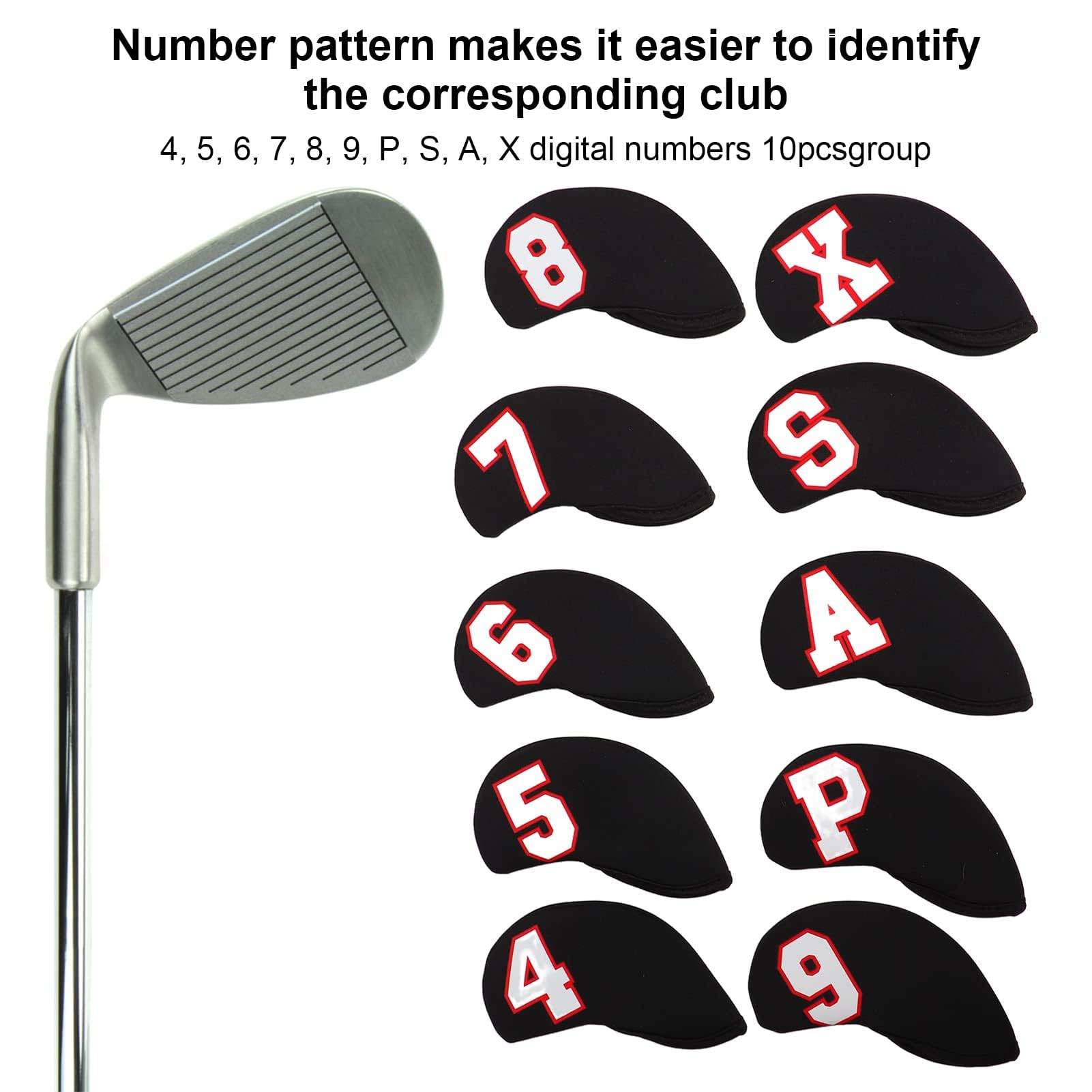 Alomejor 10 Stücke Golf Eisen Headcover Golf Club Head Cover Golf Club Schutzhülle