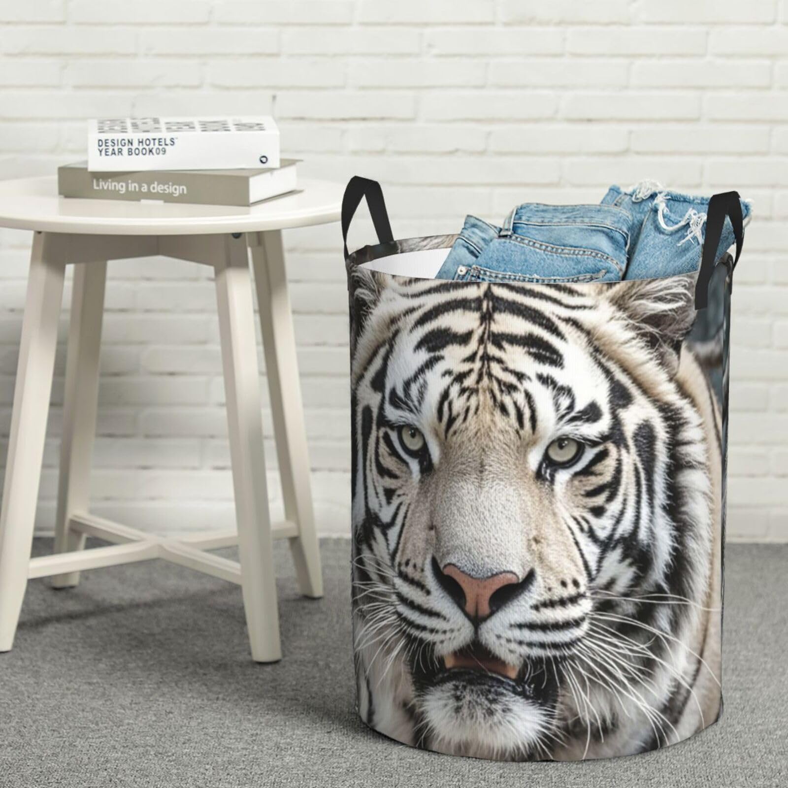Wäschekorb Schwarzer Weißer Tiger Wäschetruhe 50X40Cm