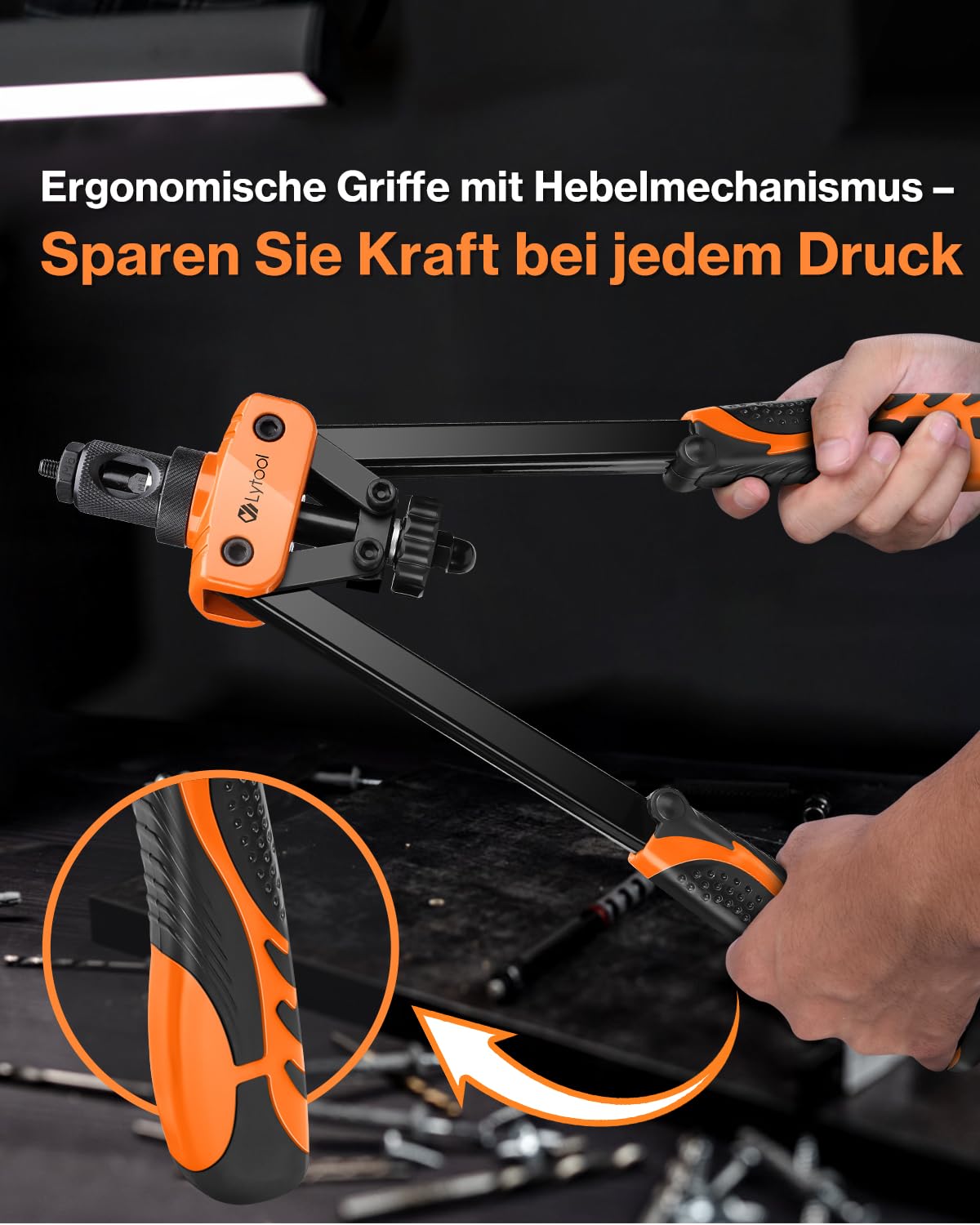 Nietmutternzange Set, Lytool Blindnietmutternzange mit 205 Stk. Nietmuttern in 6 Größe Dorne Nietmaschine Gewinde Nuss Nieten