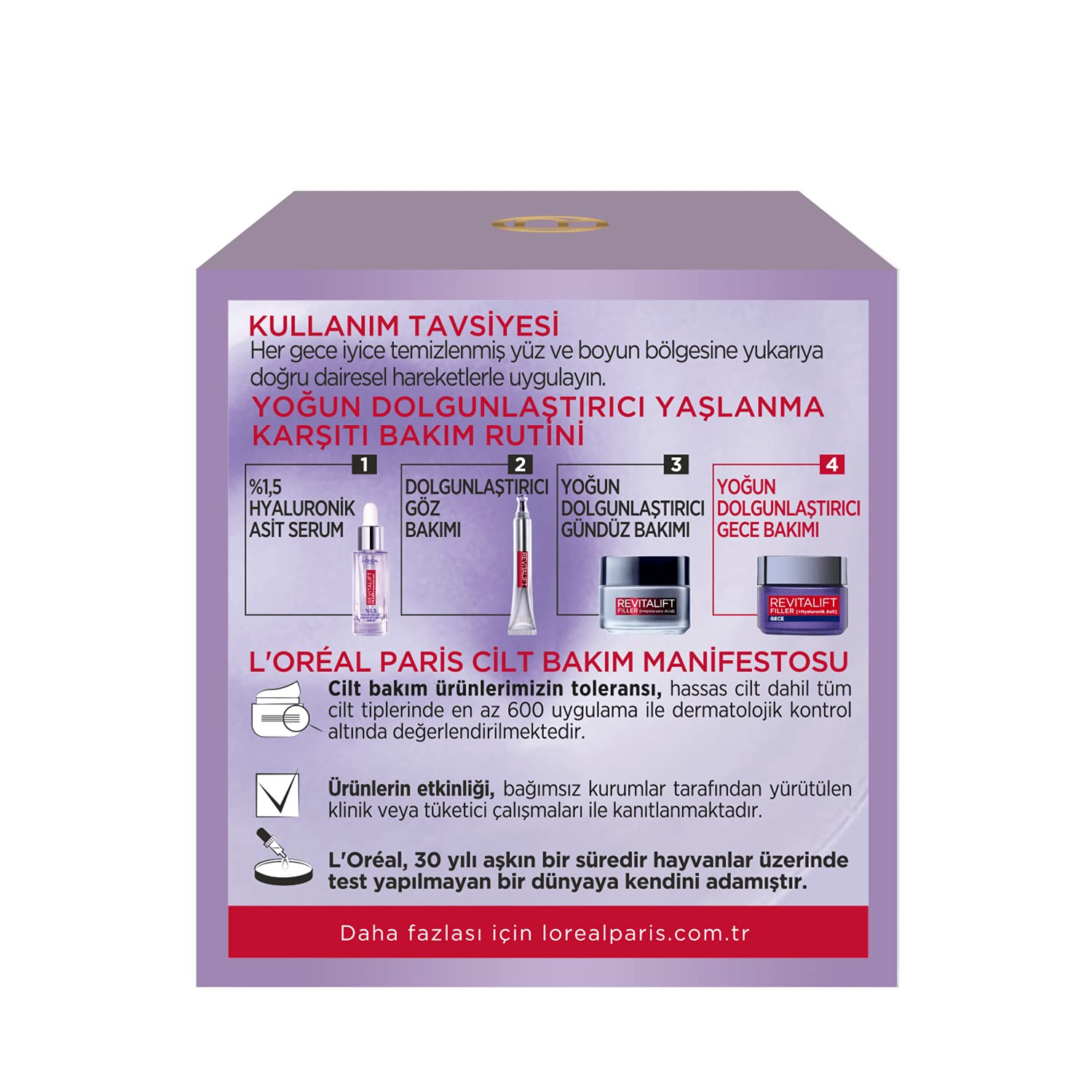 L'Oreal Paris Revitalift Filler Yoğun Dolgunlaştırıcı Hyaluronik Asit İçeren Yaşlanma Karşıtı Gece Kremi 50 ml