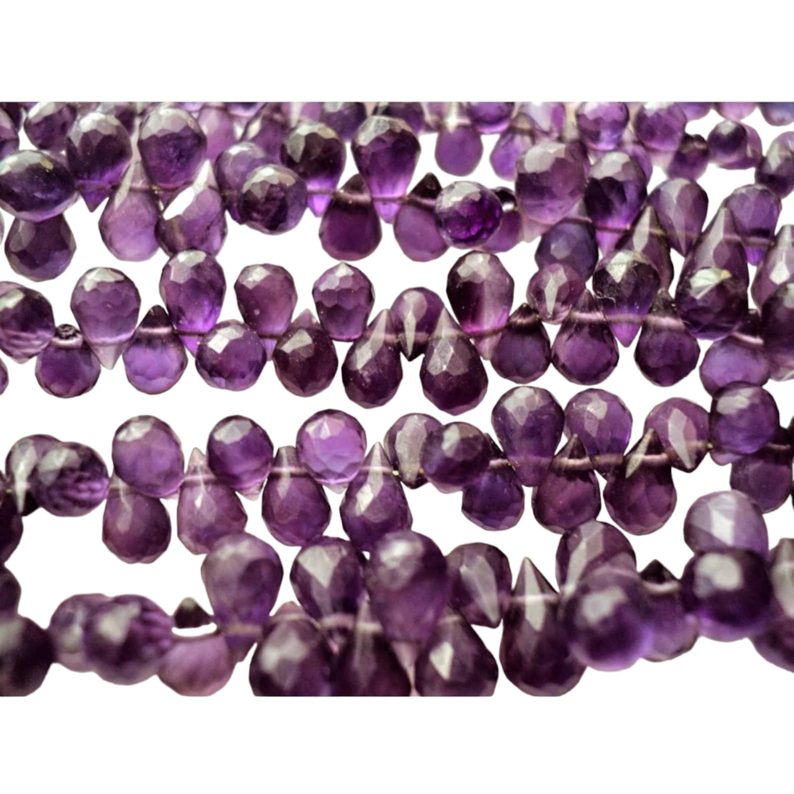 Briolettes d'améthyste 5x7 mm en perles de larme facettées pour la création de bijoux, fil de 5 pouces
