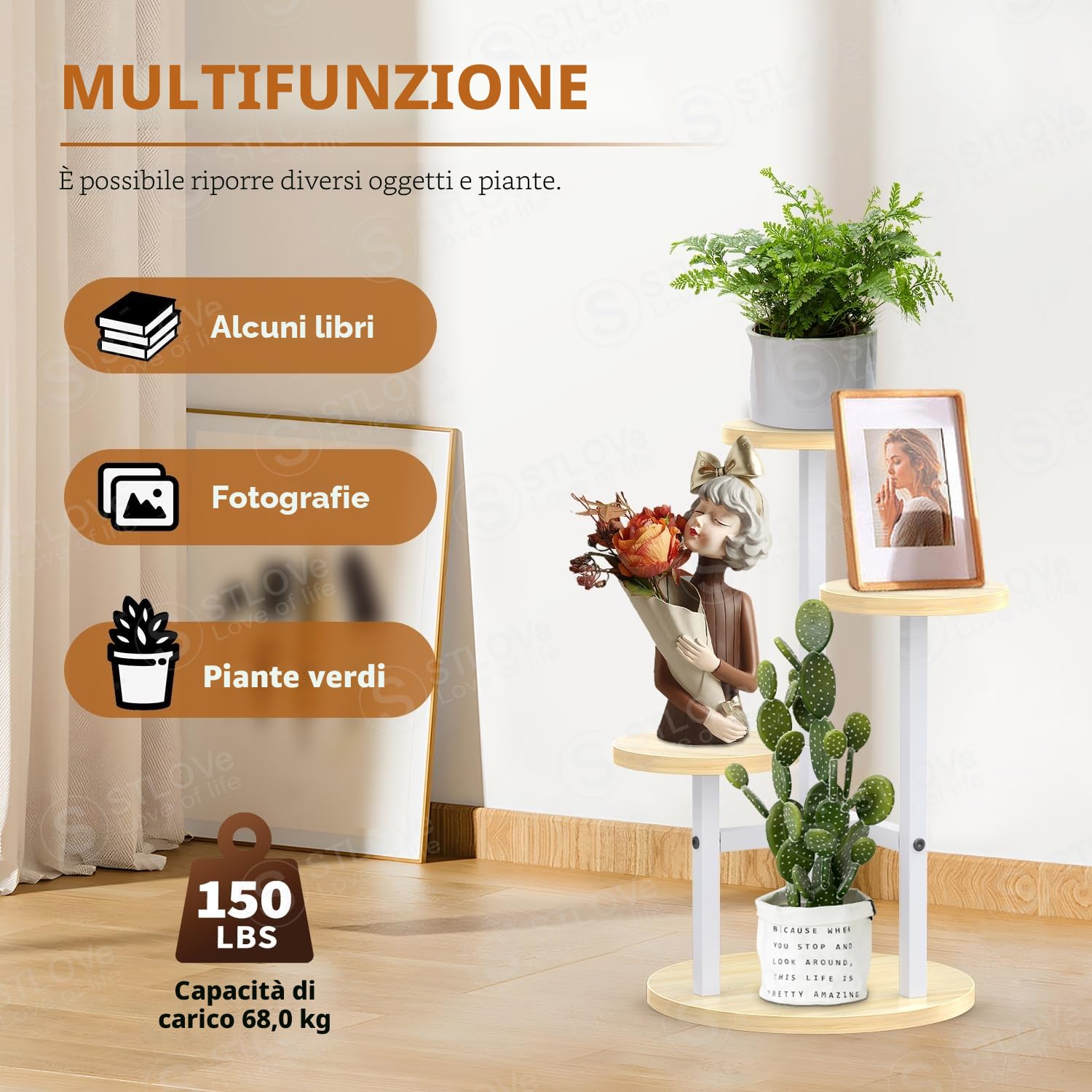 STLOVe® Porta Piante Da Interno, 3 Livelli Supporti Piante, Plant Stands Per Fioriere, Sgabello Per Pianta Rotondo, 32cm Supporto Per Vasi, Mensole All'aperto Giardino/Soggiorno (Pianta Non Inclusi)