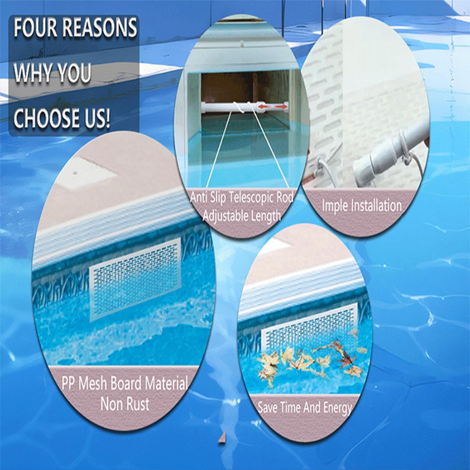 Grille de Protection pour Skimmer de Piscine Anti-Feuilles Toile Maillée Renforcée Écran Nettoyage Spa Étang