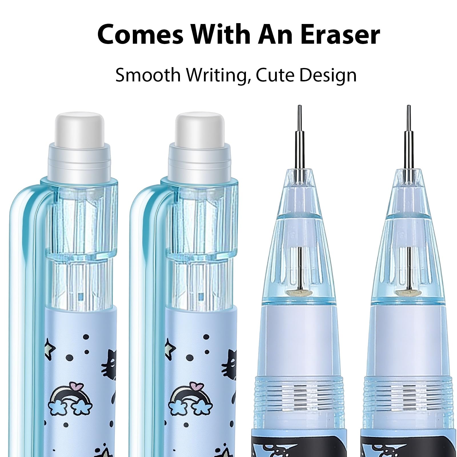 Druckbleistifte mit niedlicher Katze, 0,5 mm, Druckbleistift, Kawaii-Bleistifte, Schulbleistift für Studenten, Frauen, Büro, Schulbedarf, 8 Stück