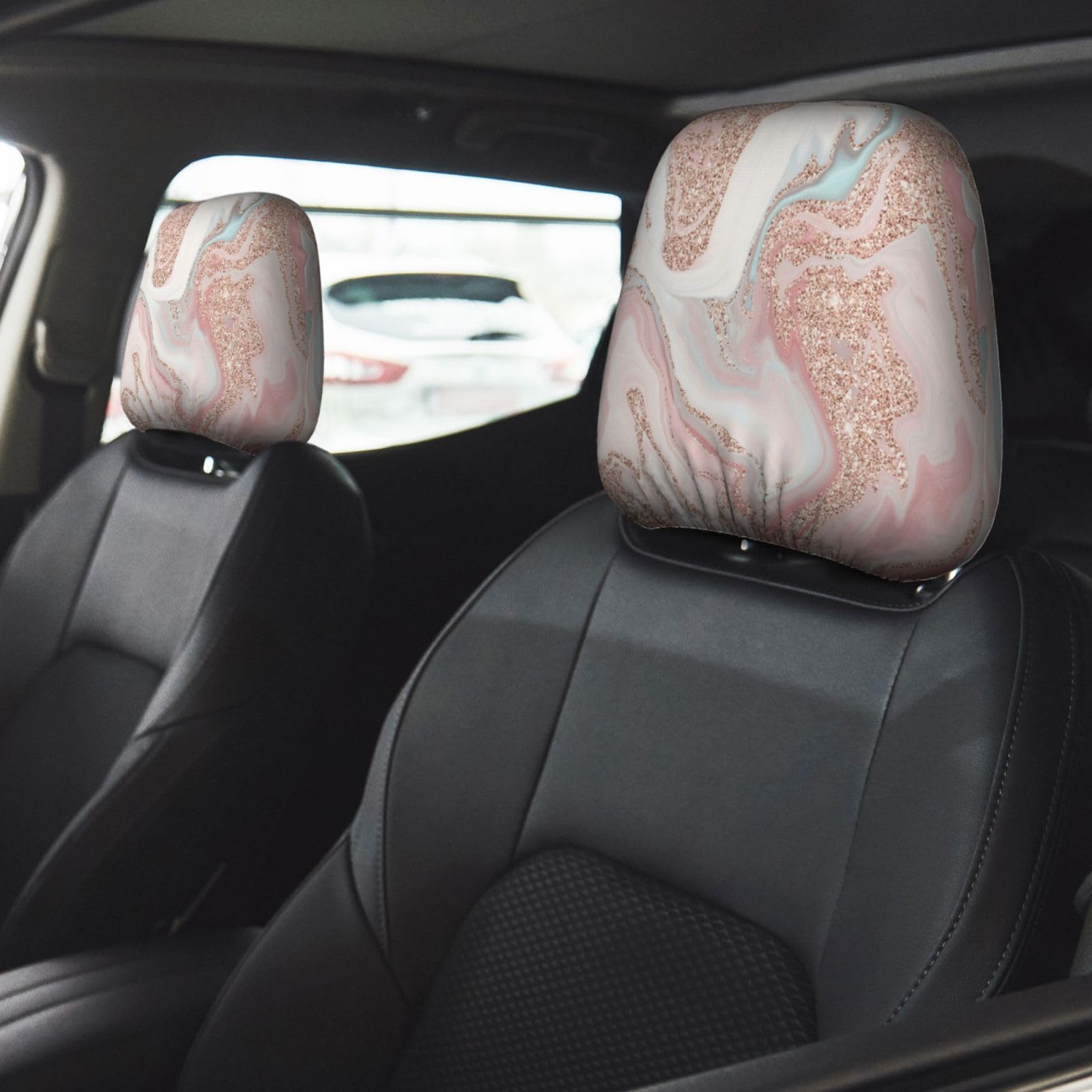 Rose Gold Glitter Coral Gray Pastel Marble Universal Car Headrest Cover Soft Car Seat Head Rest Cover Accessories
