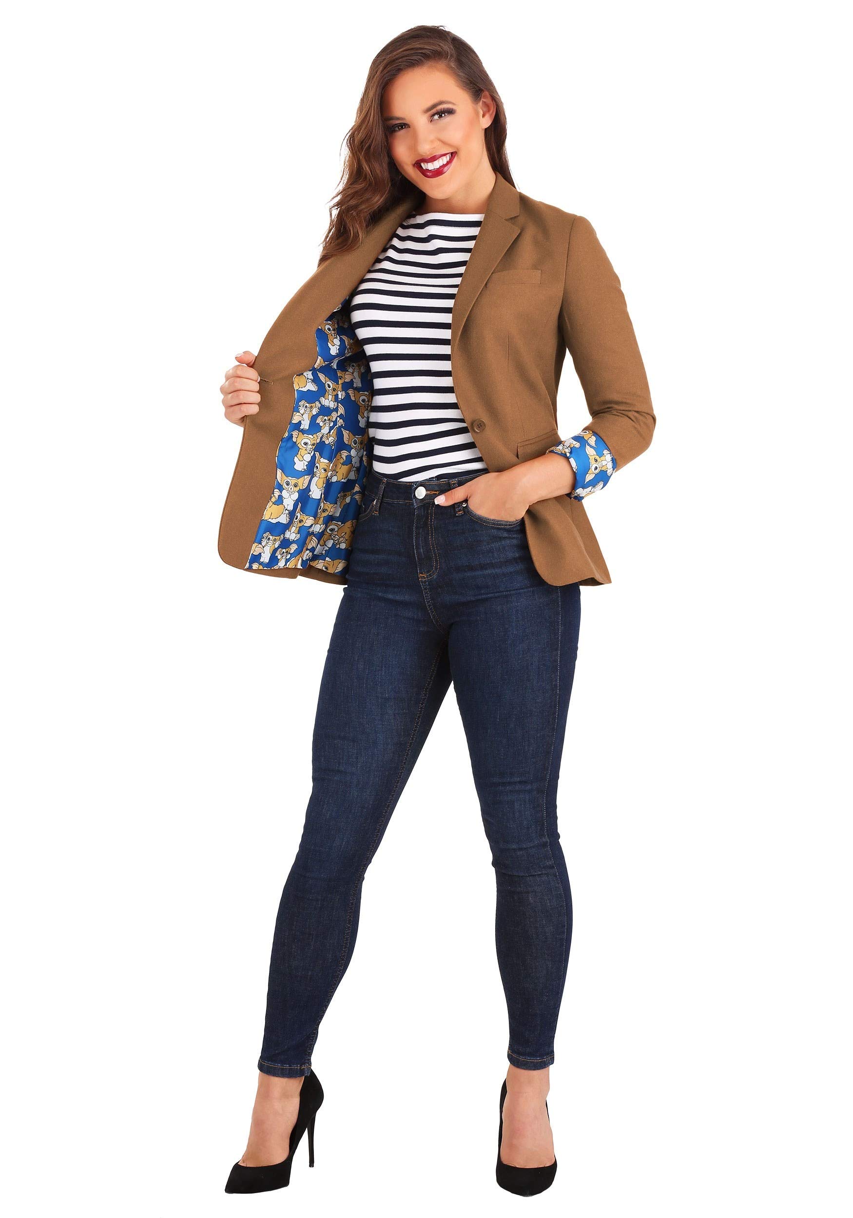 Gremlins Adult Gizmo Brown Womens Blazer Jacket Officially Licensed Gremlins Womens Suit Jacket