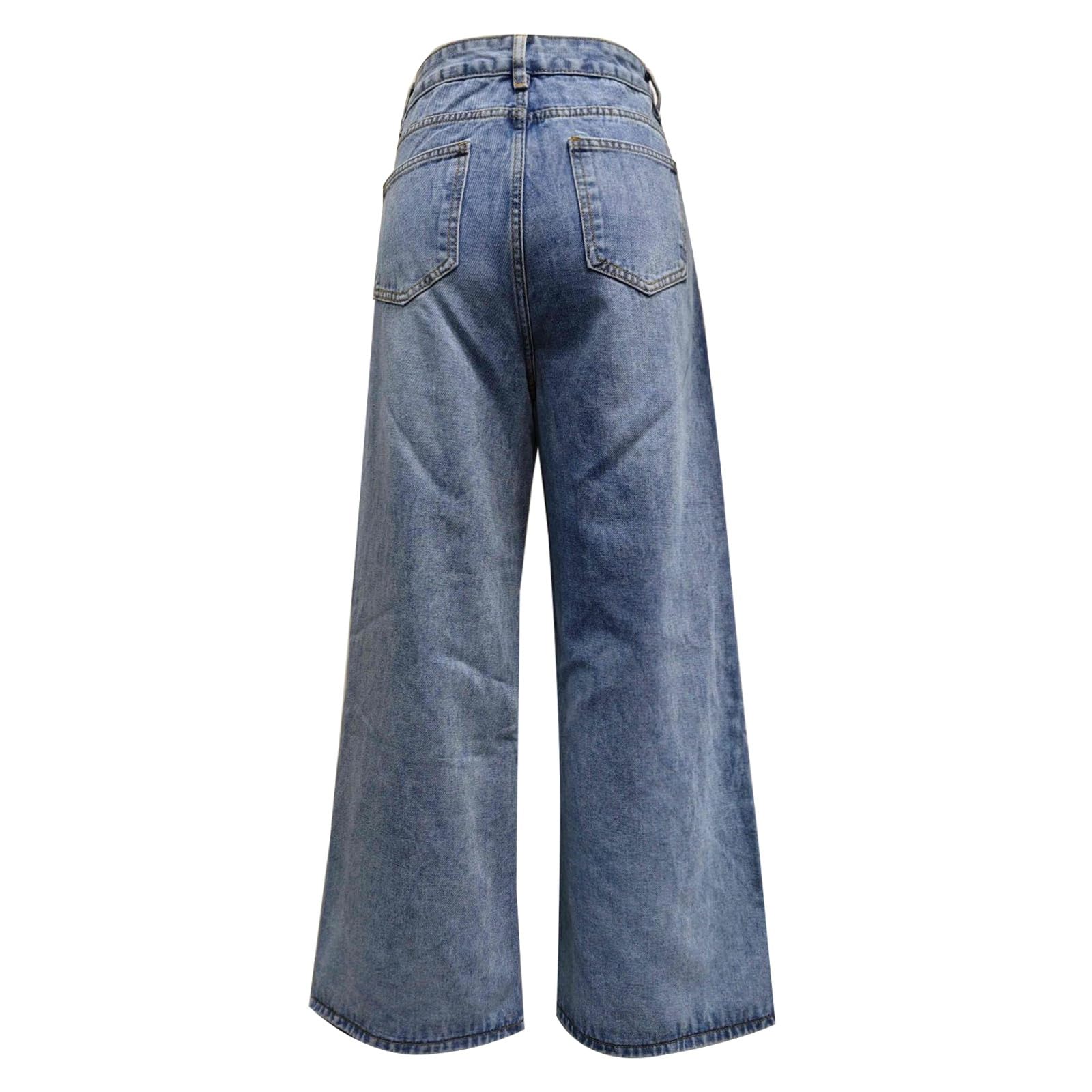 Pantalones Vaqueros Mujer Ropa Casual Pantalón Elasticos Invierno Pantalon Vaquero Tejanos Baggy Primavera Ancho Anchos Rectos Ligero Tallas Grandes