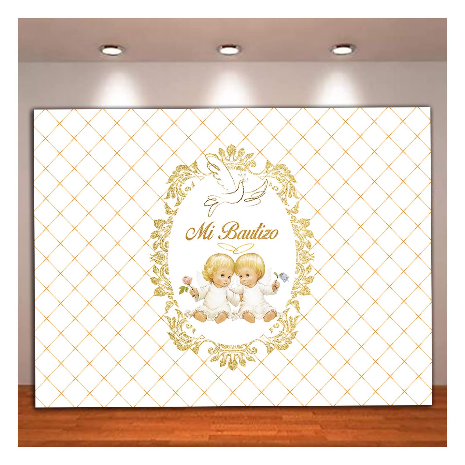 Buy Mi Bautizo Theme Photography Backdrops Gold Bless Mexican Baptism