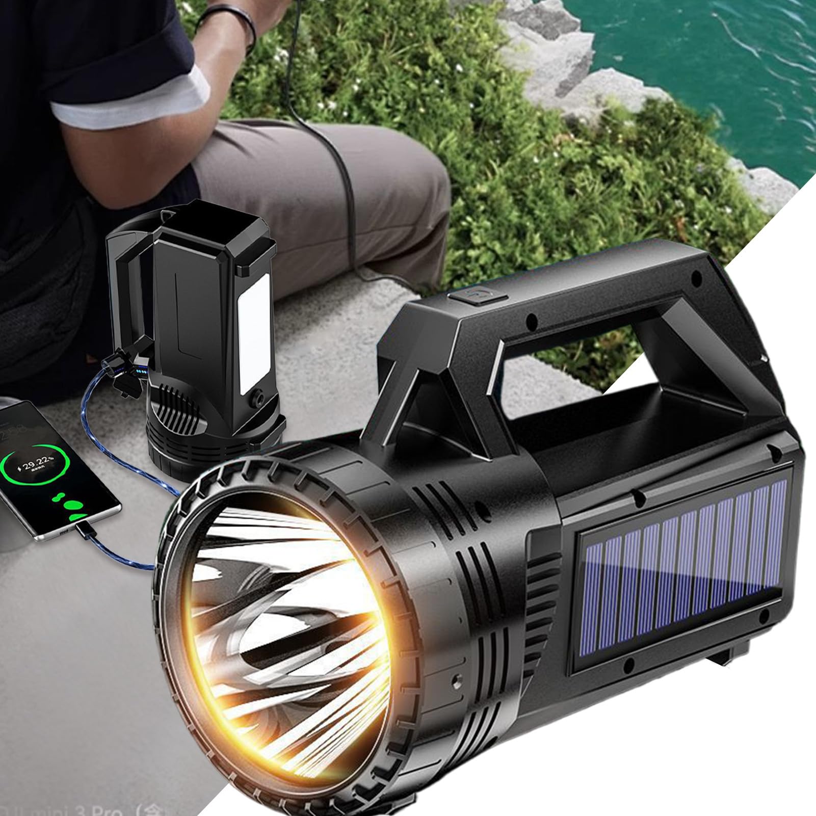 Latarka Solarna Robocza Wodoodporna Wielofunkcyjna Lampka LED