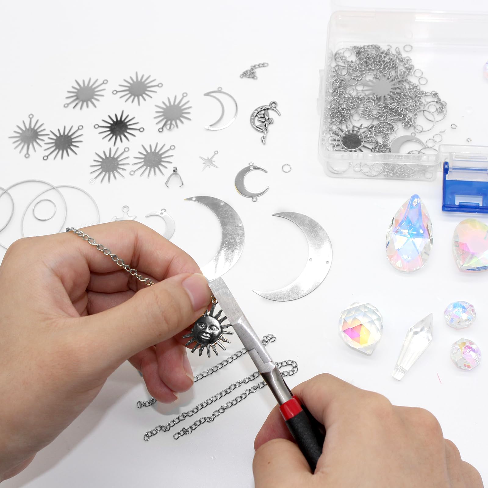 Kits DIY Attrape-Soleil En Cristal - Suncatcher Étoile Lune Arc-en-Ciel Doré Pour Fenêtre Et Jardin