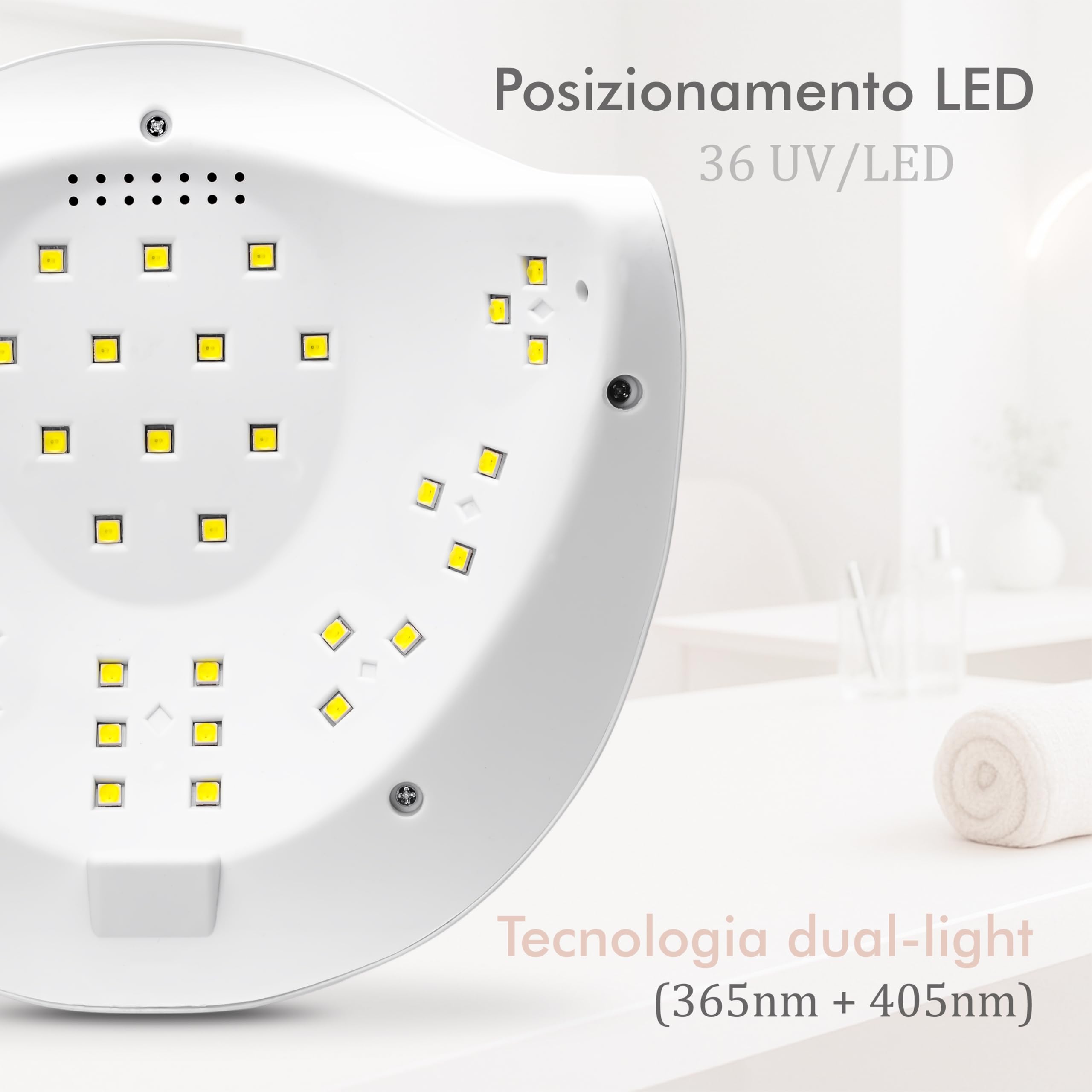 Lampada led unghie UV professionale 36 LED con 5 Timer da 48W / 54W. Fornetto ideale per manicure e pedicure con sensore movimento e base removibile. Forno asciuga smalto per gel UV e semipermanente.