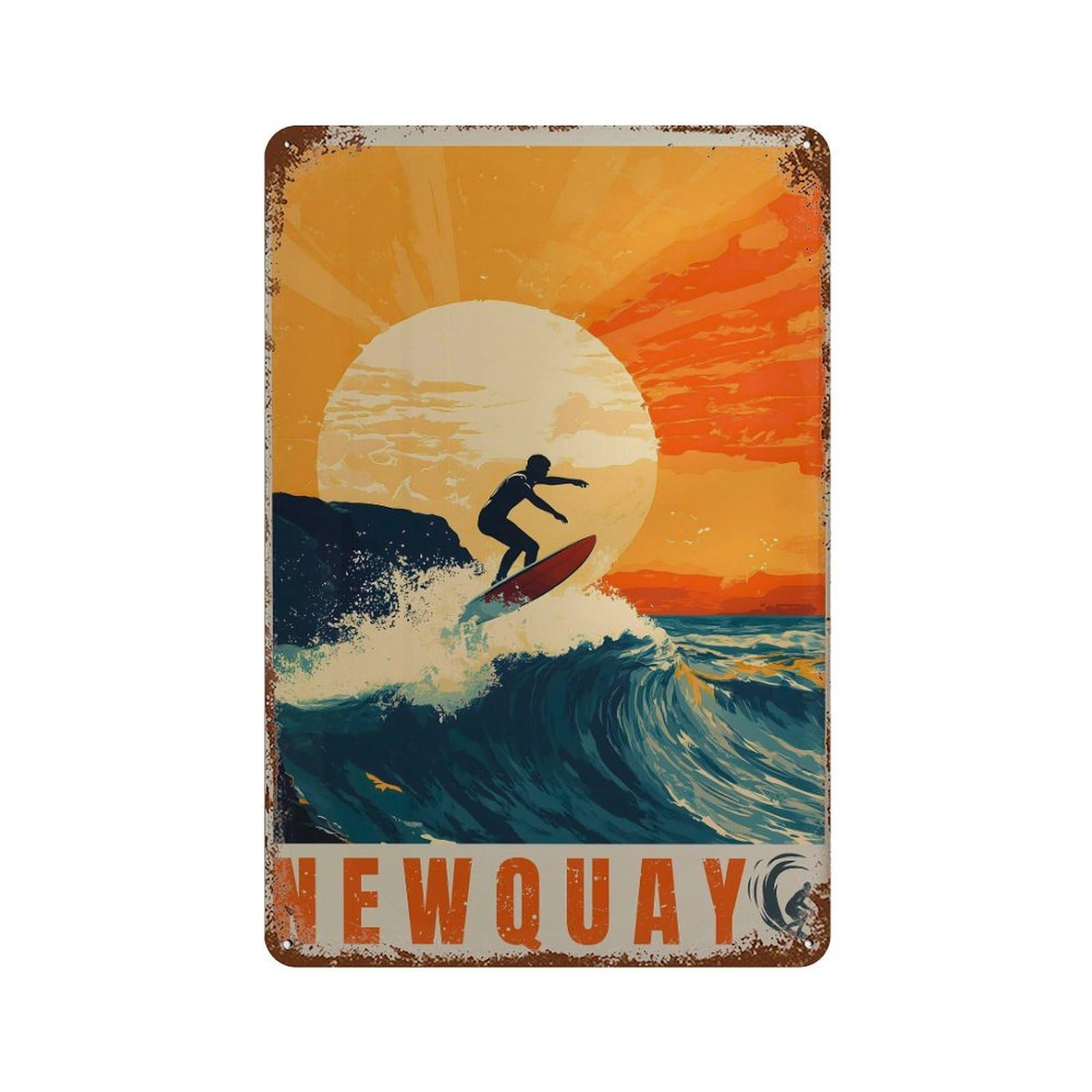 xiaoxiaoshen Newquay Surfing Cornwall Travel Wall Decor Art Metal Tin Poster Modern Home Decor Art Home Bar Shop Decorations Vintage Sign 30x20cm