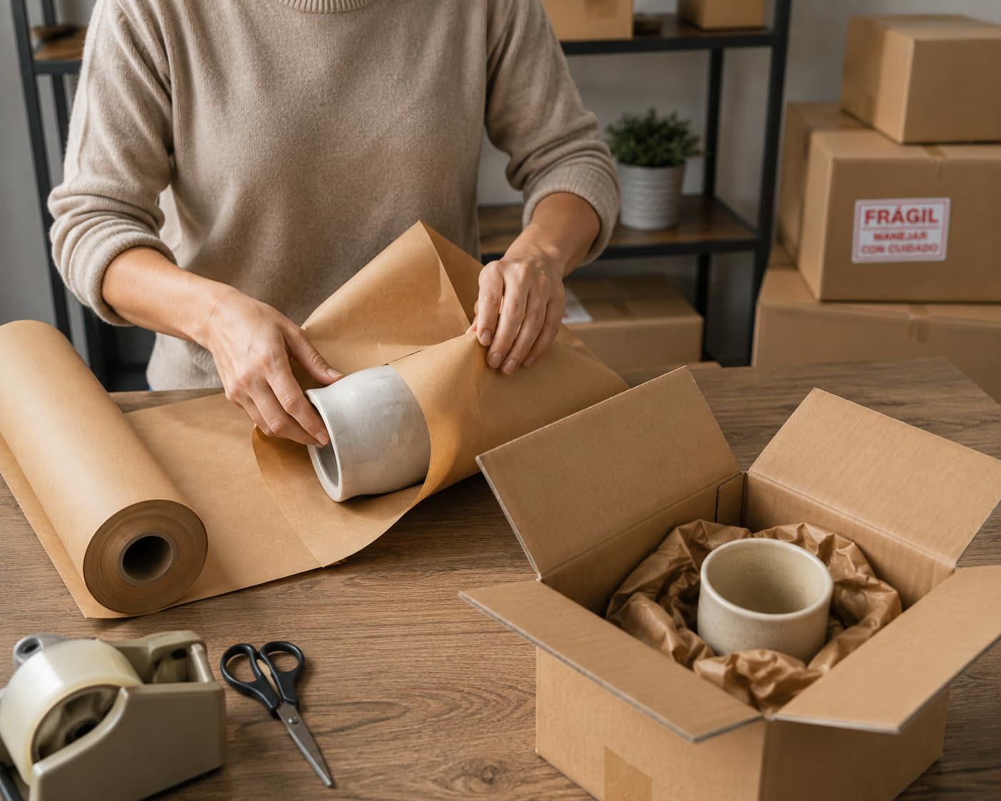 Bobina de Papel Kraft Marrón | Rollo de 110 cm de Ancho x 350 M.L. de Longitud | Gramaje de 80g/m² | Material Reciclable y Biodegradable | Ideal para Embalar, Empaquetar y Manualidades