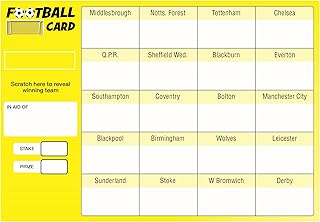 Thomas & Anca Club Supplies Ltd Football Fundraising Cards 20 Teams Pack of 10 CARDS