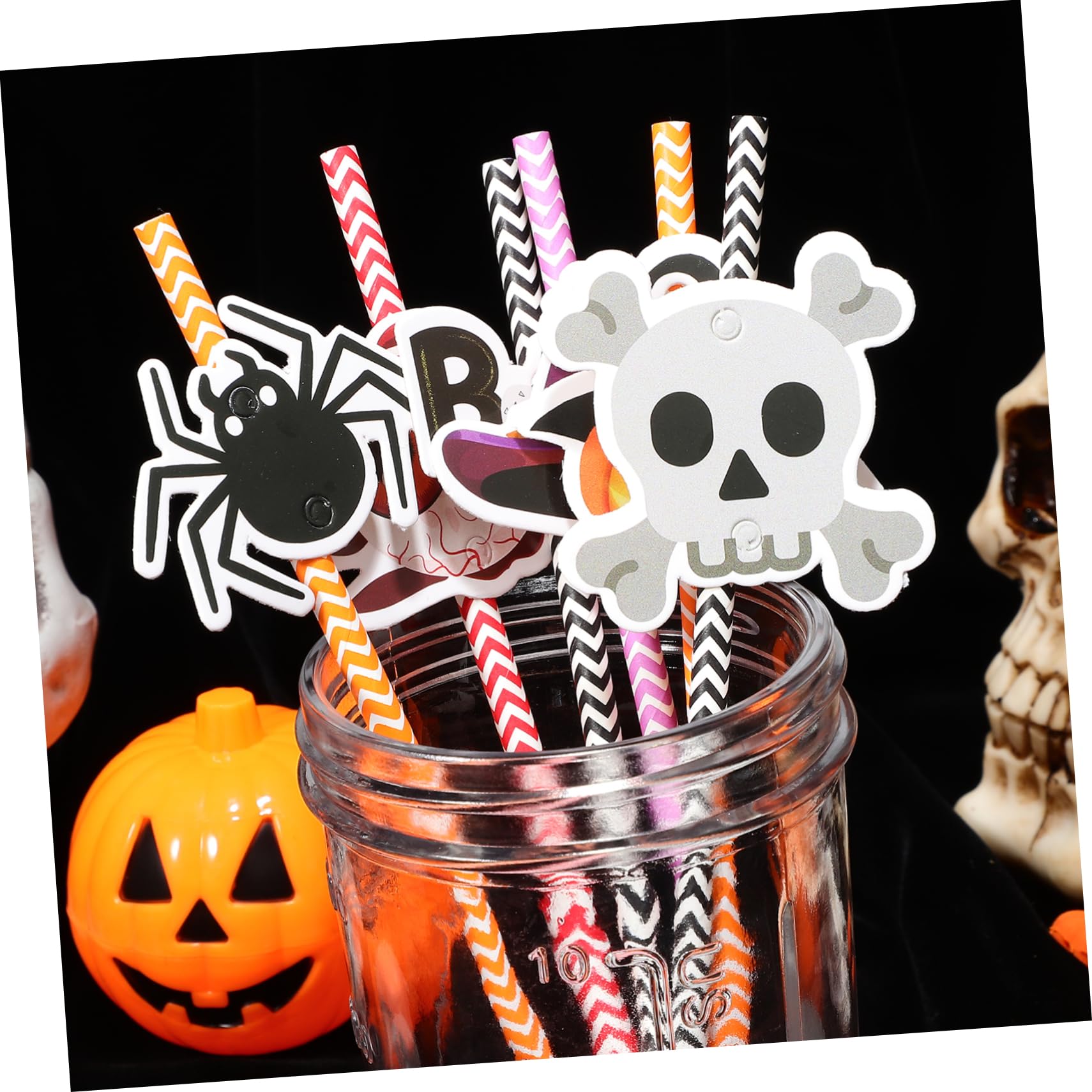 LABRIMP 6confezioni Di Halloween Colorate Con Stampa Strisce Per Feste e Decorazioni Spettrali Per Cocktail e Bevande Festive Sicure e Biodegradabili