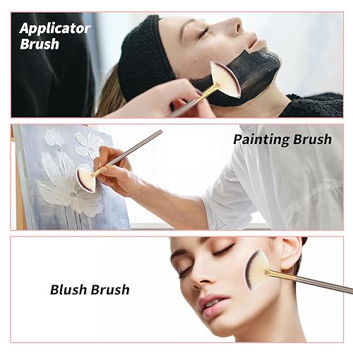 Miniatura 3 de Amaxiu Cepillos de abanico para tratamientos faciales, ultra delgados y suaves cepillos aplicadores de ventilador facial, cepillo profesional de