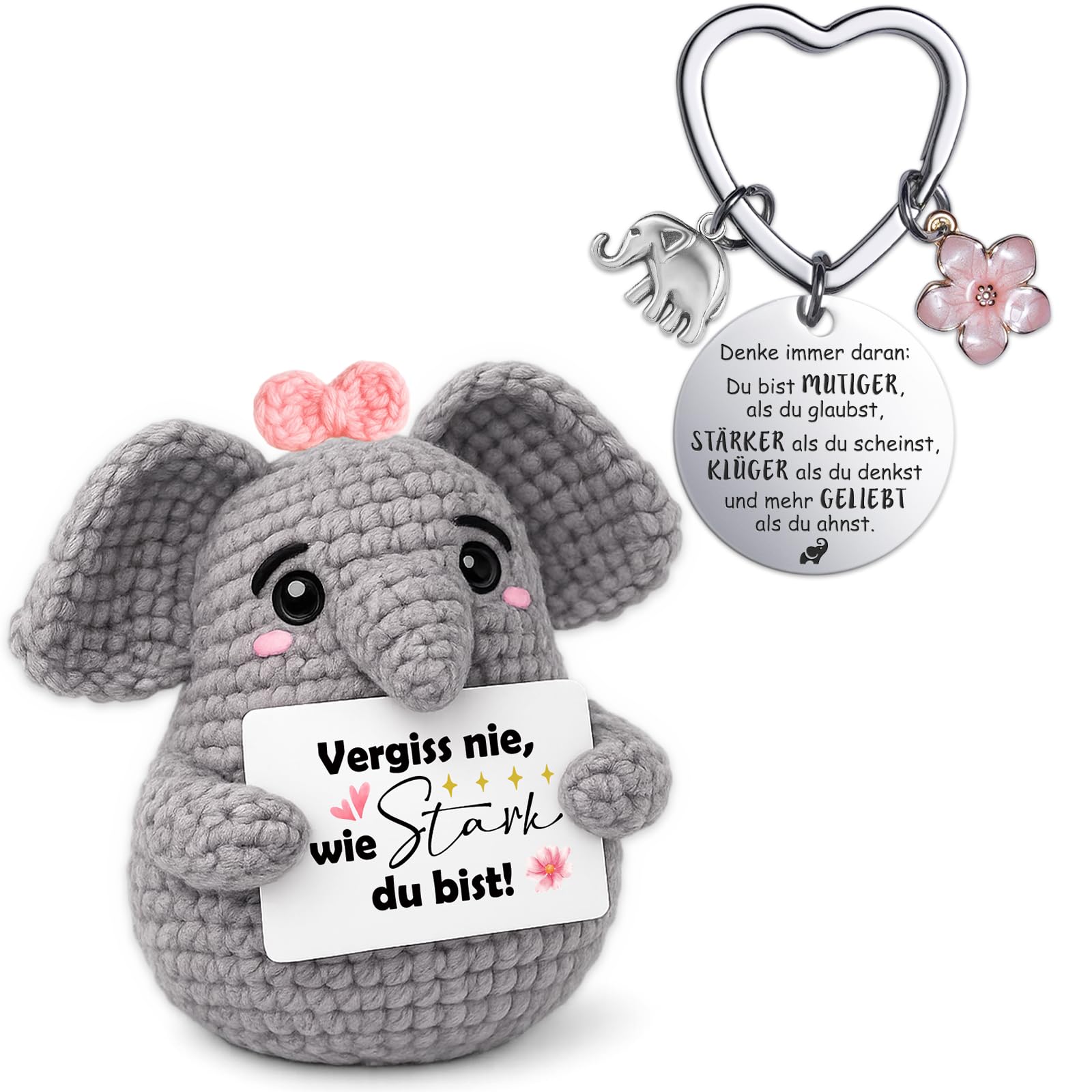 Farbeele Geschenke für Frauen, MutmacherGeschenk, Gute Besserung, Geburtstagsgeschenk für Mama, Freundin, Schwester, Ehefrau, Positive Figur mit Glücksbringer Schlüsselanhänger