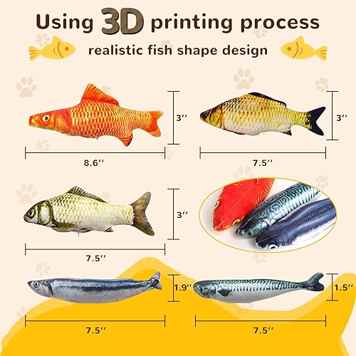 Miniatura 3 de Juguetes de hierba gatera - Paquete de 5 juguetes de simulación con forma de pez de gatera, muñeca interactiva para mascotas, suministros para
