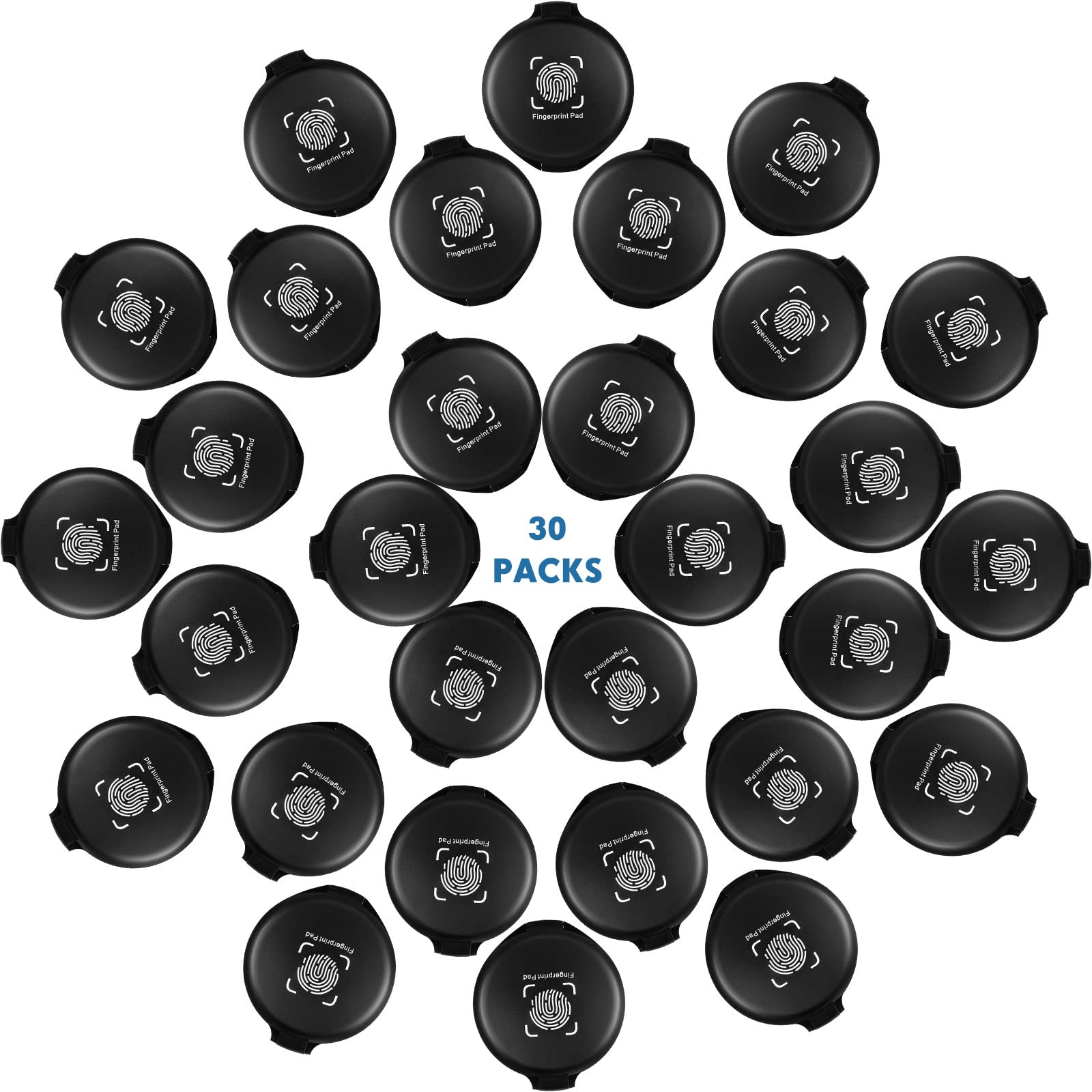 Jexine 30 mini almohadillas de tinta para huellas dactilares, almohadillas de tinta de sello negro para identificación, identificación de seguridad, suministros notariales, tarjetas de huellas