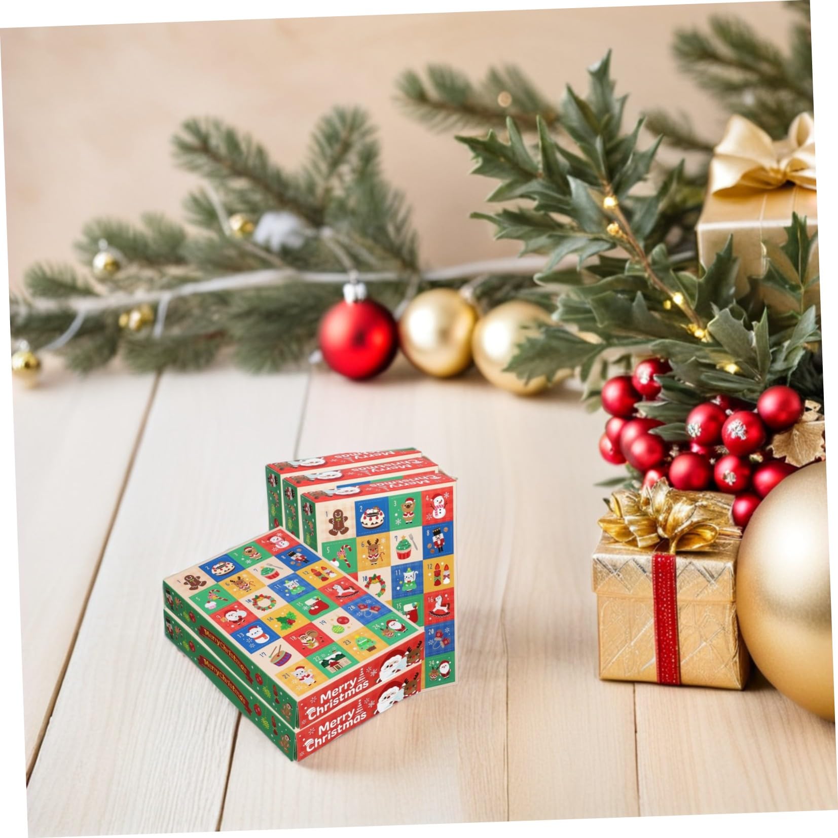 PRETYZOOM 5 Pezzi Scatole Vuote Calendario Avvento in Carta 24 Caselle per Riempire Fai da Te Confezioni Regalo Natalizie per Celebrazioni Festività Design Chic Decorativo