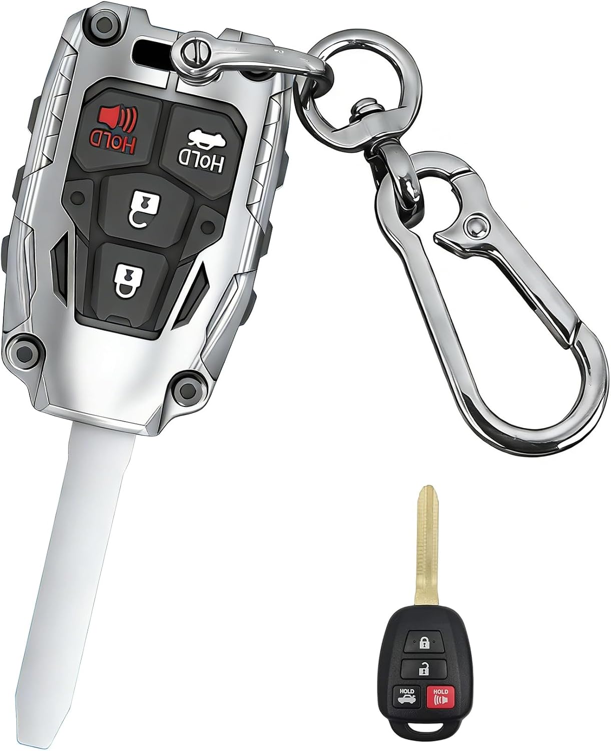 Keyless Entry Systems for Toyota Key Fob Shell Fits for 2014-2017 Toyota Camry Corolla Highlander Rav4 Remote Key Cover Case (Black)