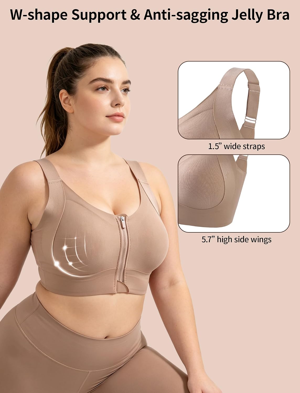 CloudSeam Front Closure Bras for Women, Full Coverage Minimizer, Post Surgery Bra, Support&Anti Sagging, Zip Front Bra