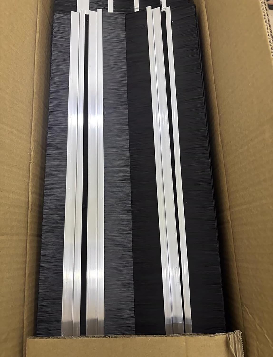 100cm Aluminum Alloy Strip Brush - Durable Door Bottom Sweep Brush for Home & Industrial Use, H/F/T-S Base, 15cm Width, 80mm Height, Effective Dust & Draft Stopper