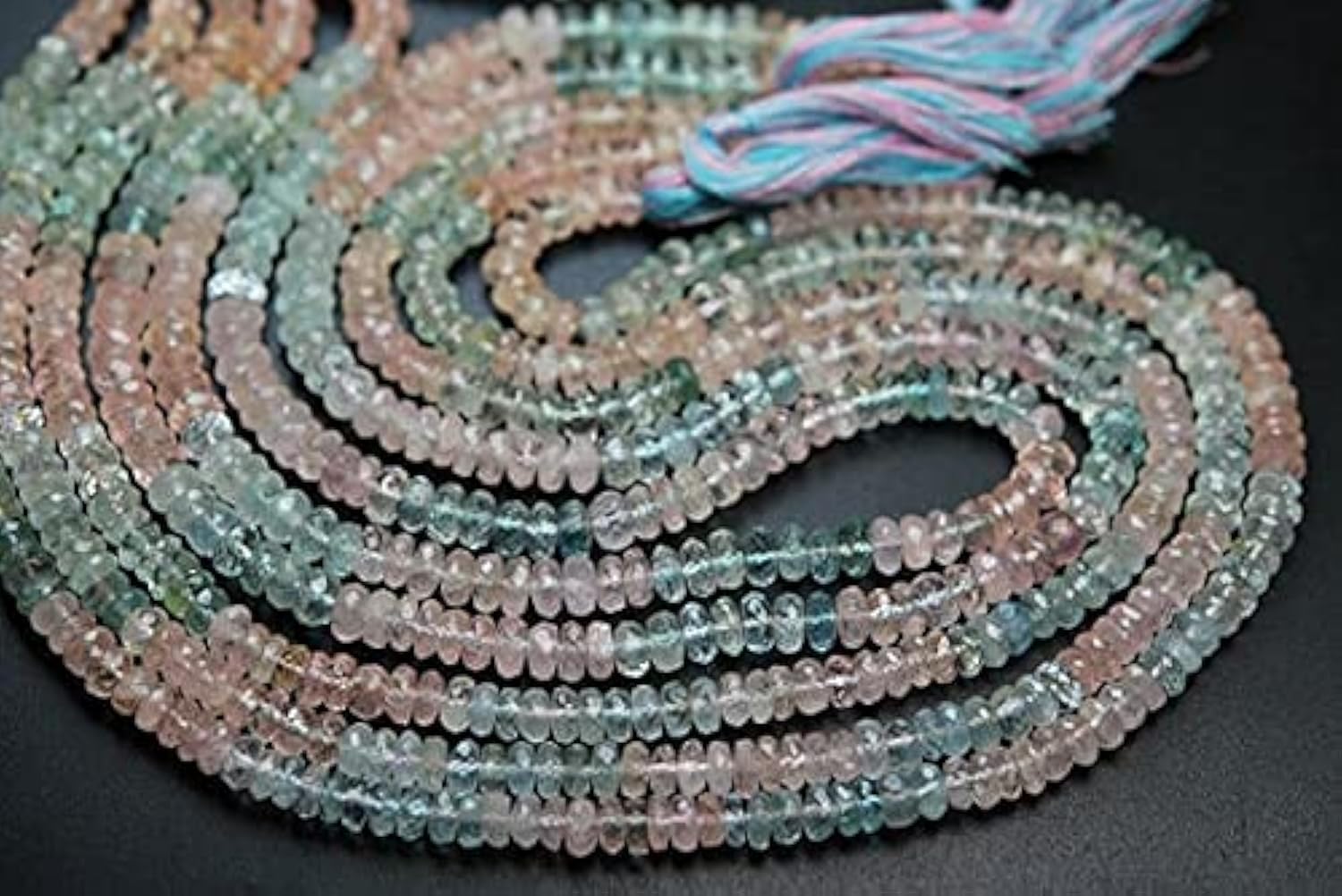 Morganite Aquamarine Faceted Rondeleles | Perles de prestige LKBEADS 5mm