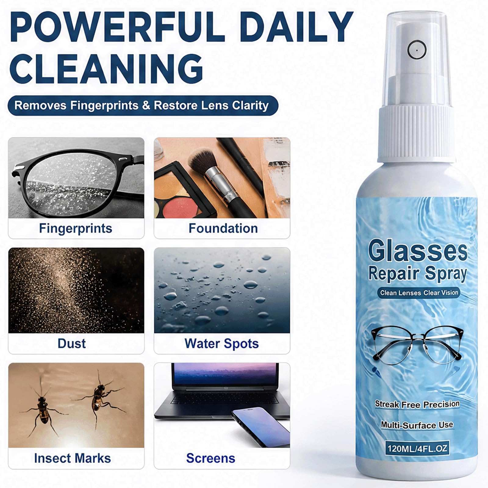Expert Lens Scratch Remover Spray & Cleaner, kleinere Kratzer Reparatur, schnell trocknende streifenfreie rückstandsfreie Formel, tragbare Linse Anti Fog Spray (5PCS)
