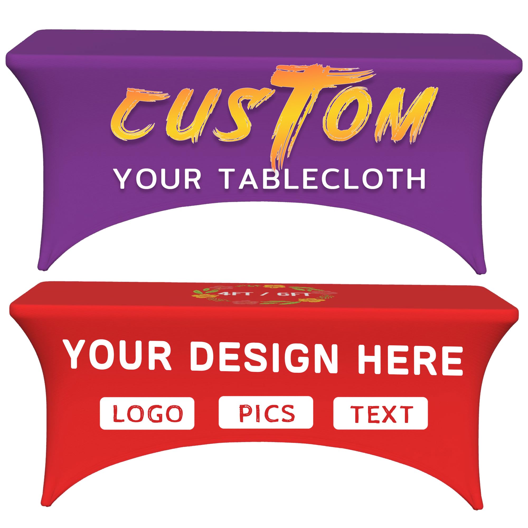 Custom Table Cloth Cover with Business Logo Text, Custom Tablecloth, Personalized Stretch Spandex Table cloth for Business Tradeshow Events,